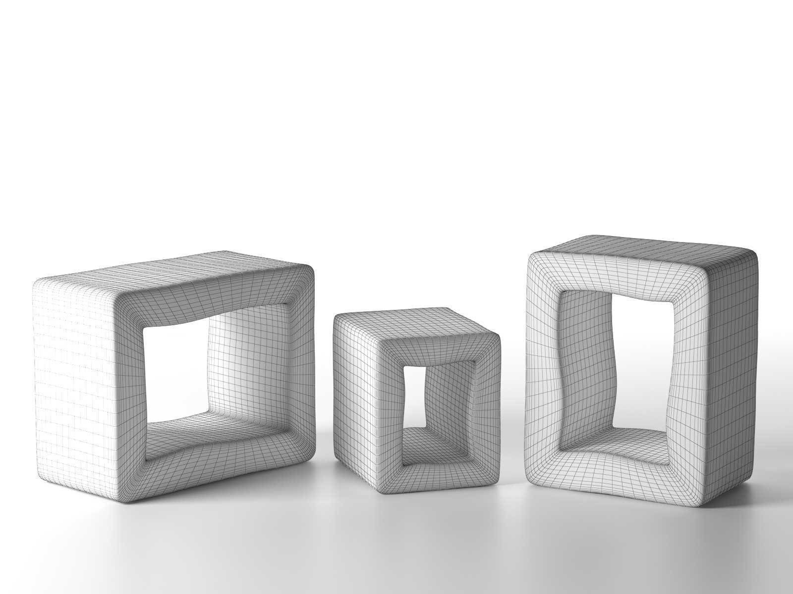 Brick Coffee Table and Stool 3D model_1