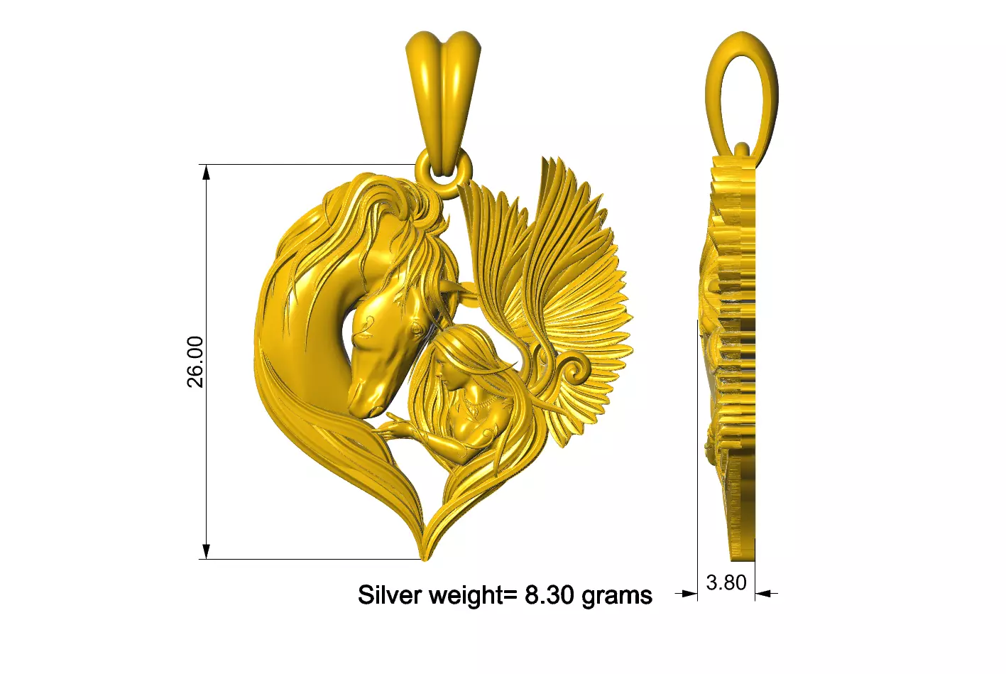 Angel Horse Pendant Design 3D print model