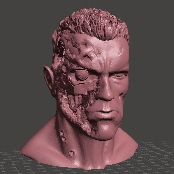 ARNOLD T2 STYLE BATTLE DAMAGED TERMINATOR INSPIRITED BUST 3D print model_2