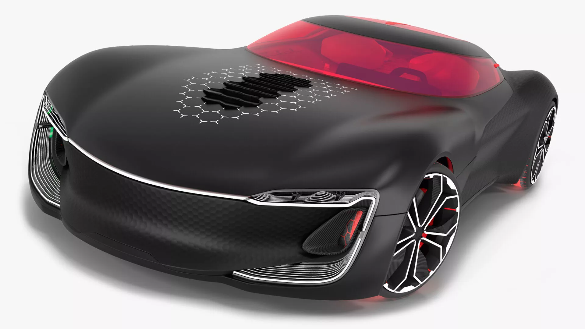 Electric Sports Car Black Rigged 3D model