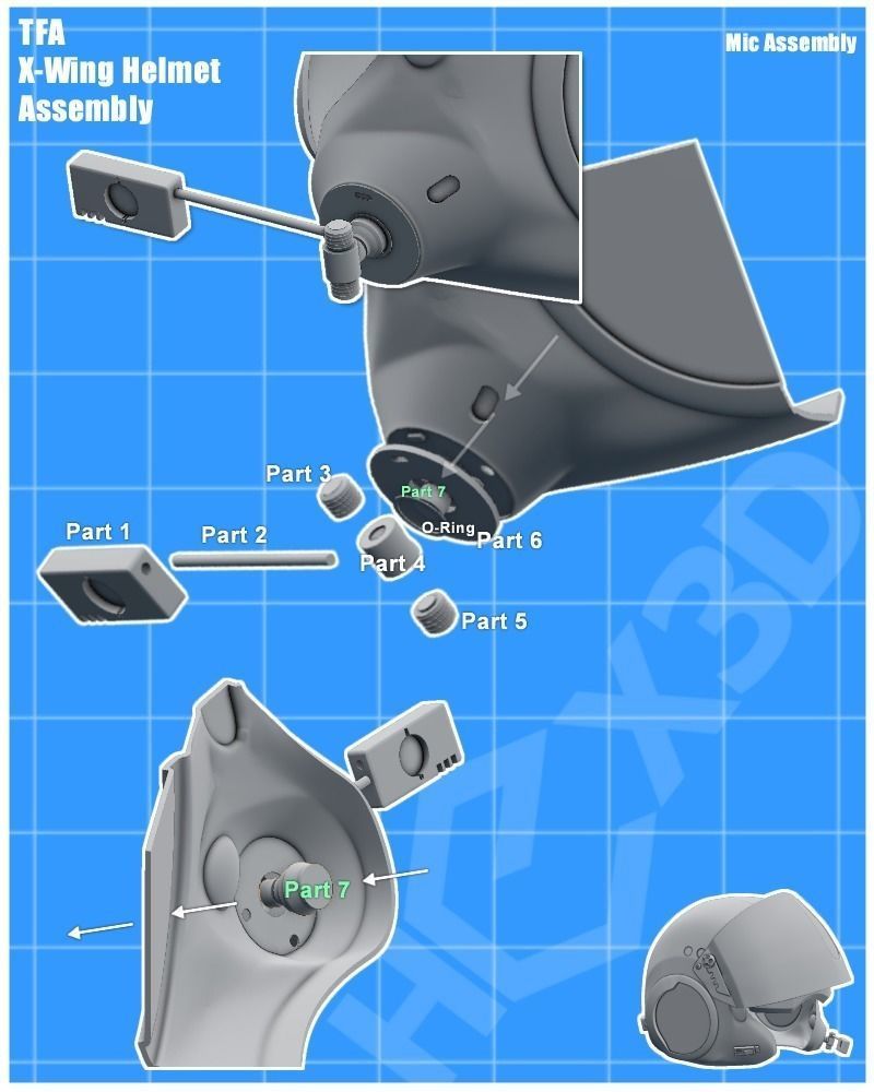 TFA X-Wing Pilot Helmet  - 3D Print Ready 3D print model_3