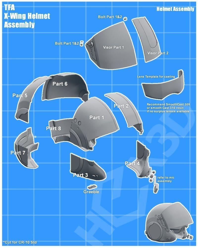 TFA X-Wing Pilot Helmet  - 3D Print Ready 3D print model_2