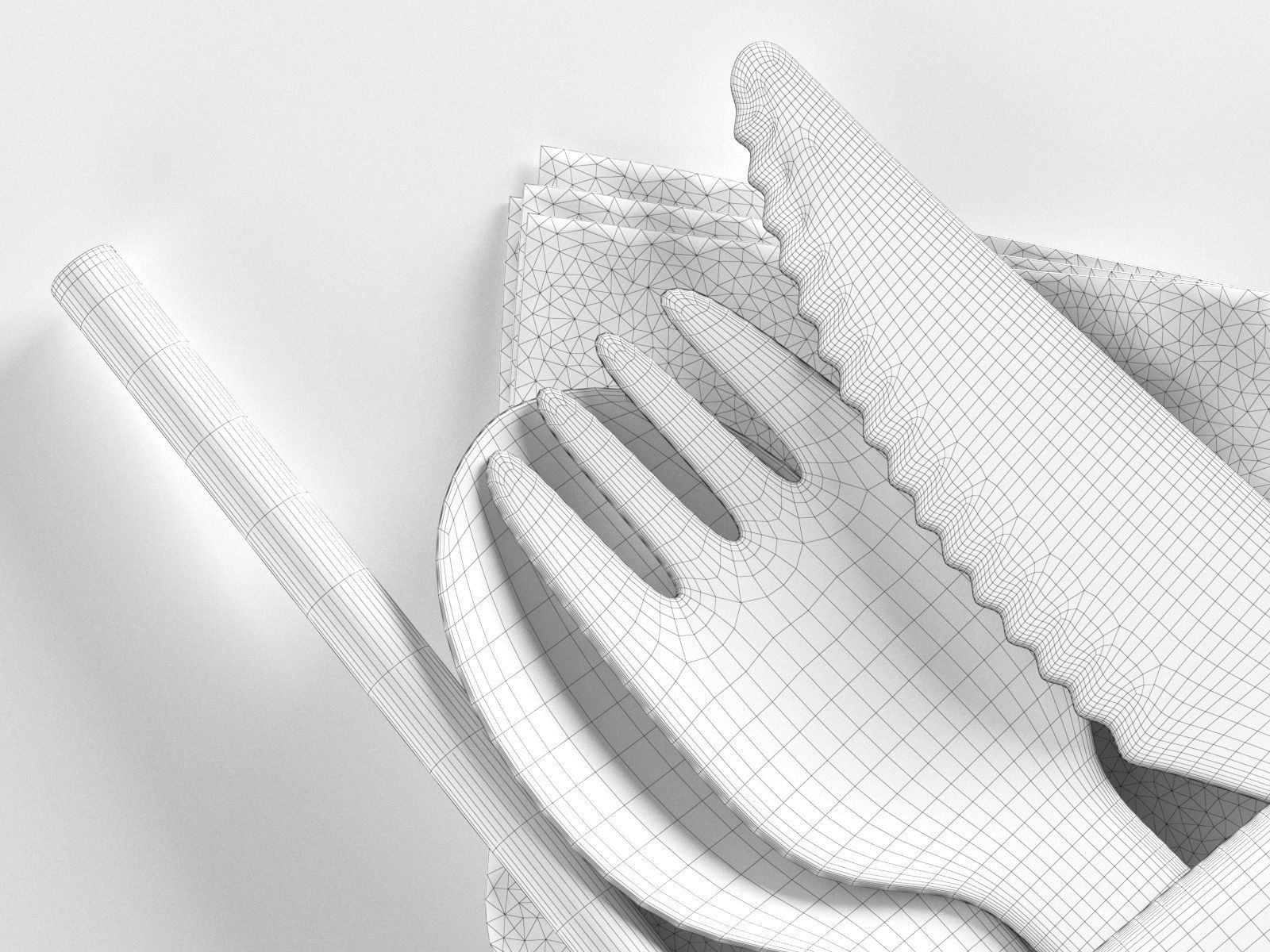 Napkin Pockets with Wooden Cutlery 3D model_2
