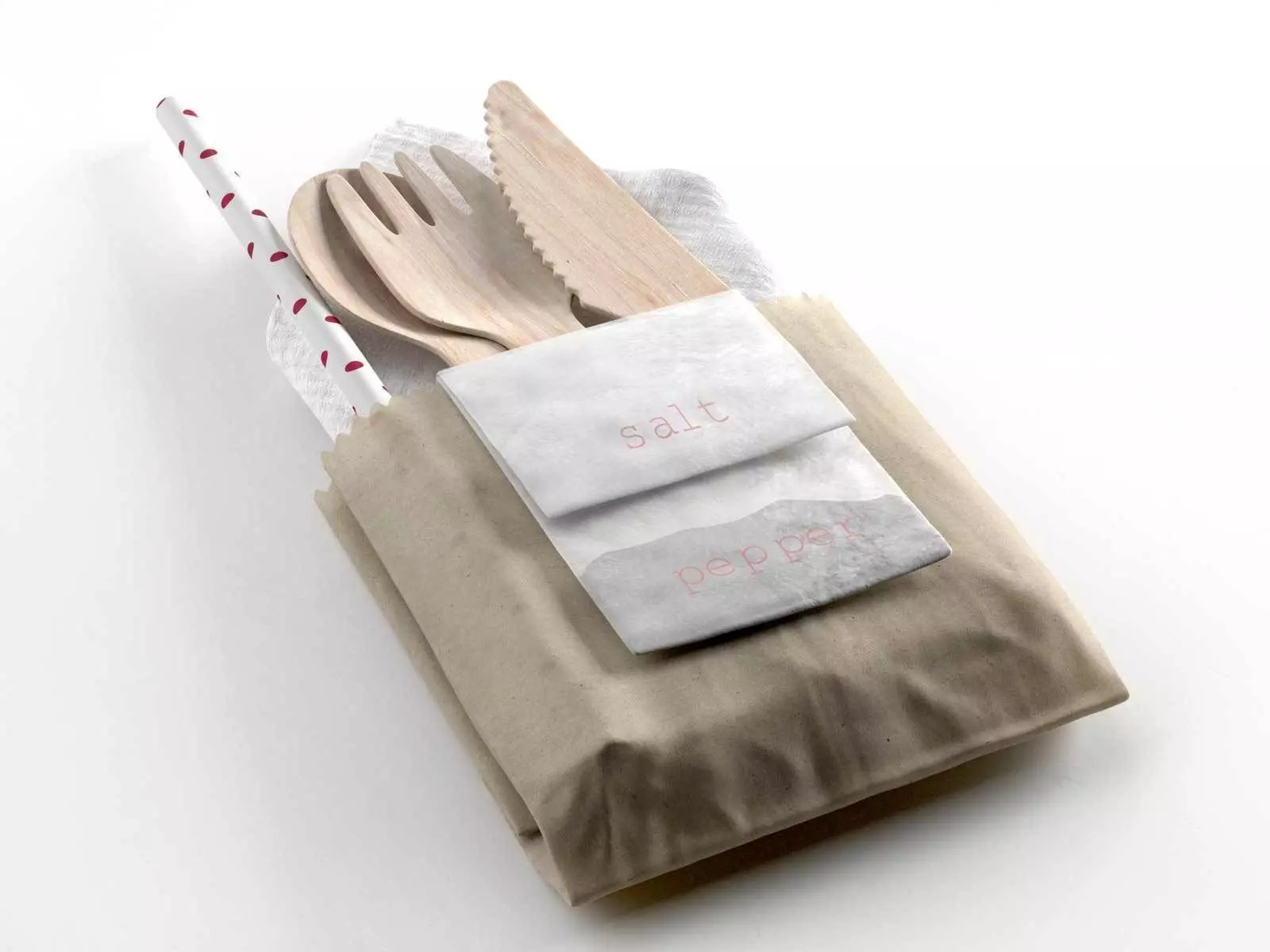 Napkin Pockets with Wooden Cutlery 3D model_0