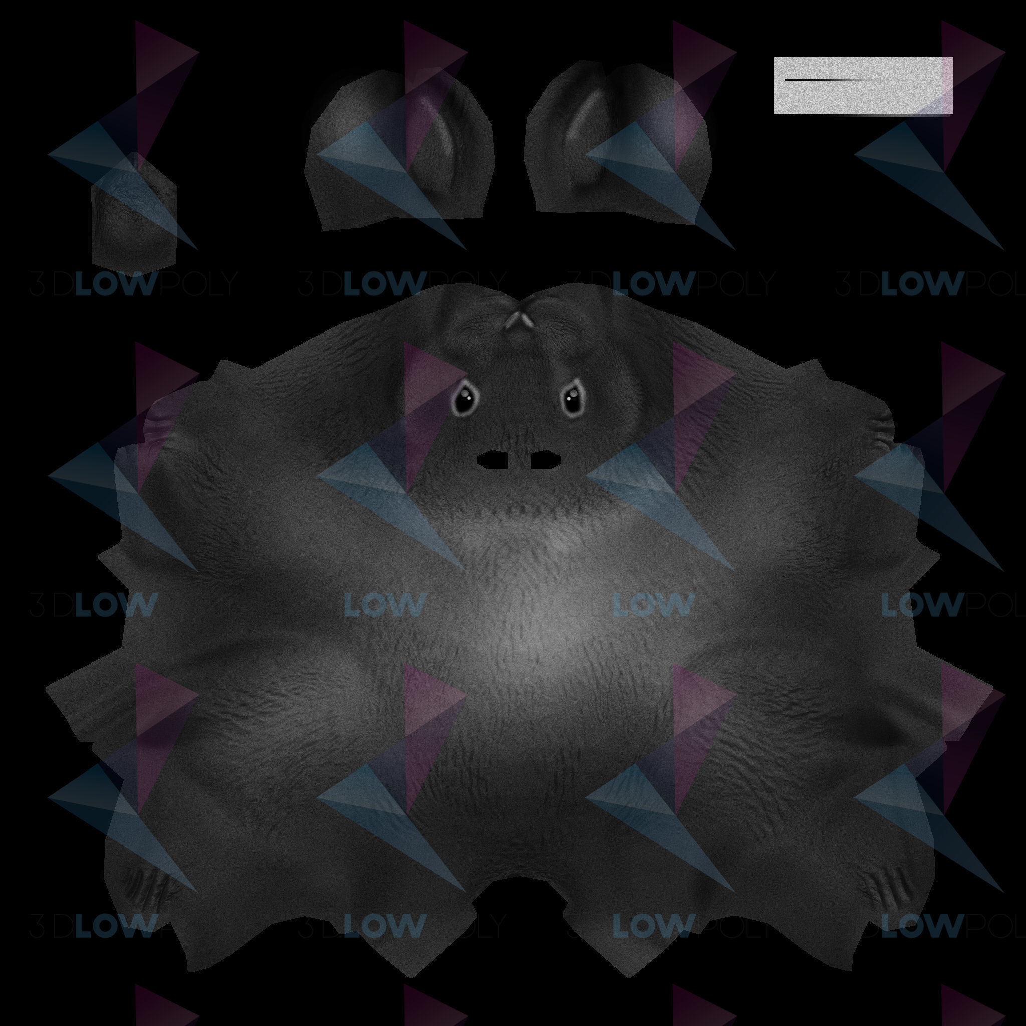 Grey Rabbit Low-poly 3D model_8
