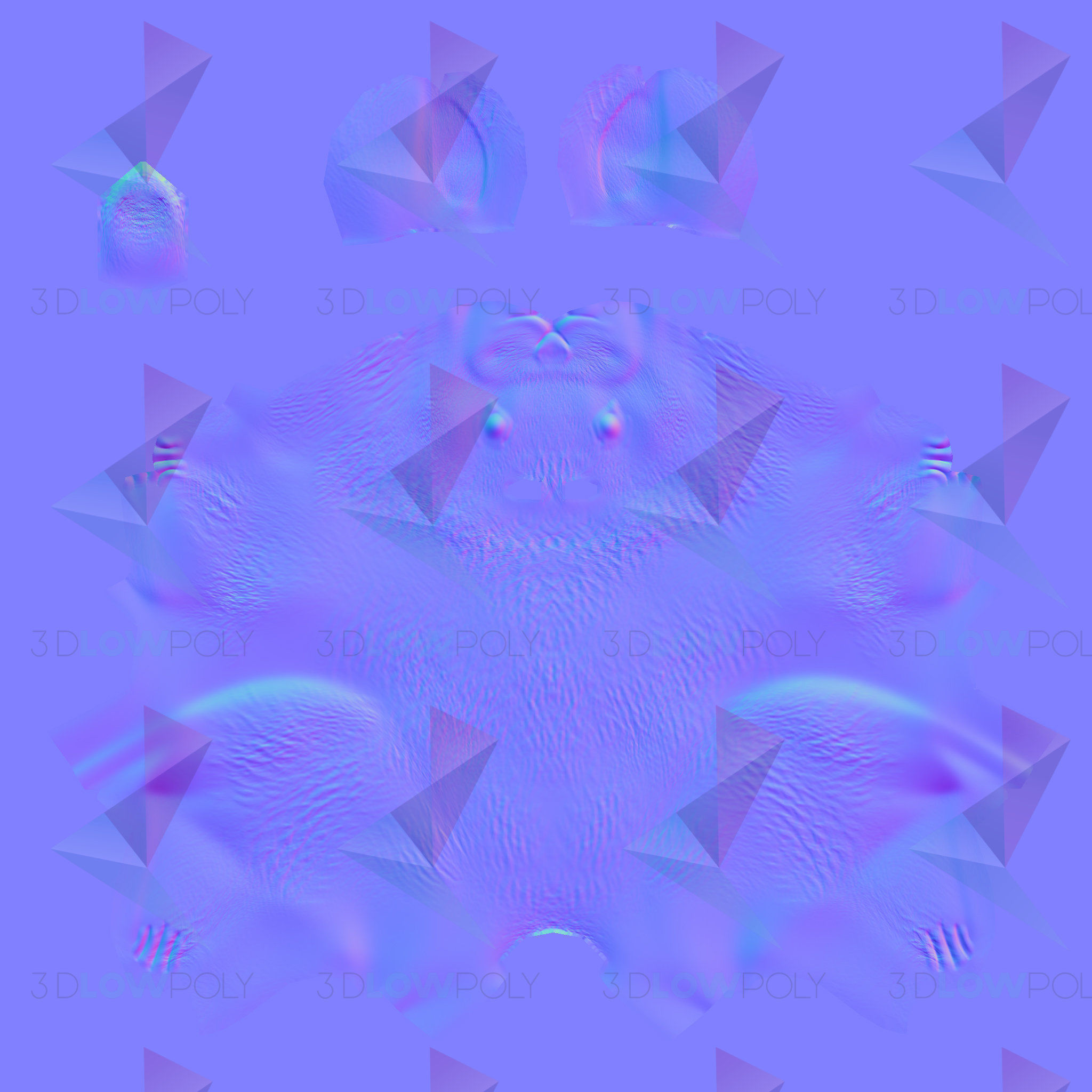 Grey Rabbit Low-poly 3D model_9