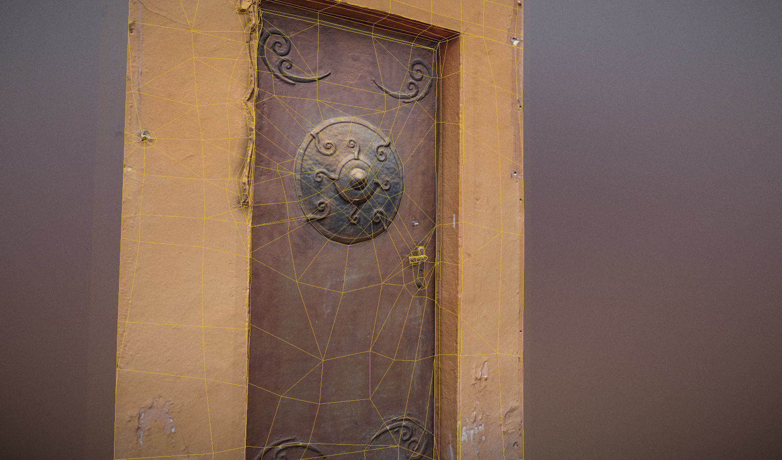 Scanned photorealistic old metal door - mongolian style  Low-poly 3D model_2