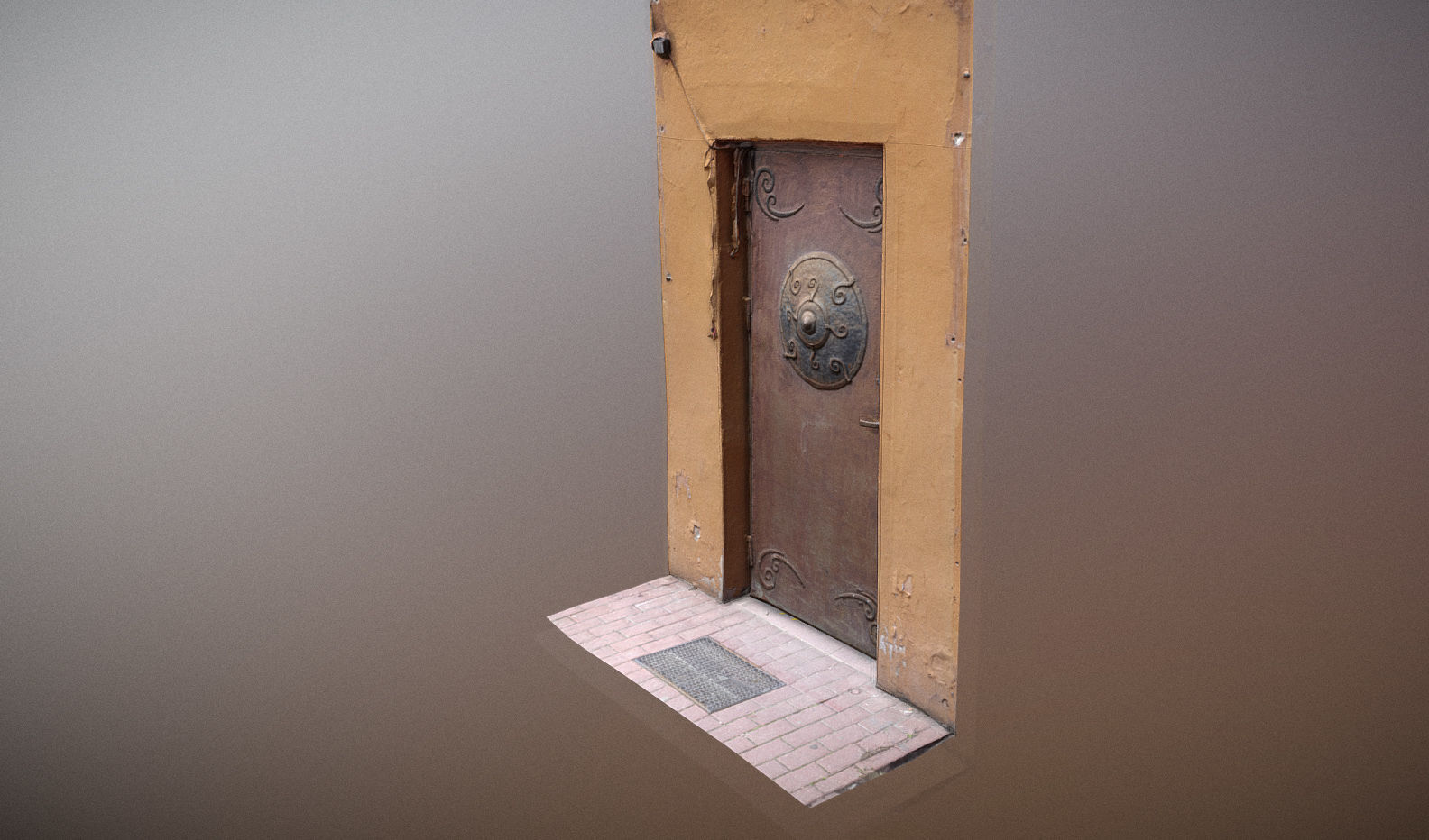 Scanned photorealistic old metal door - mongolian style  Low-poly 3D model_1