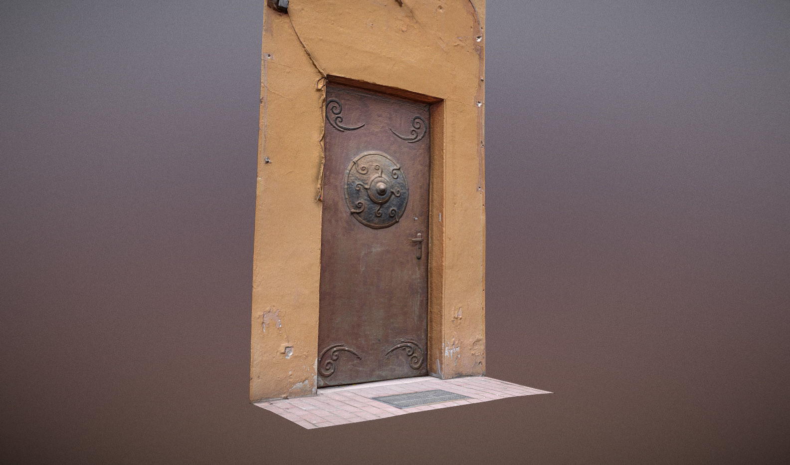 Scanned photorealistic old metal door - mongolian style  Low-poly 3D model_6