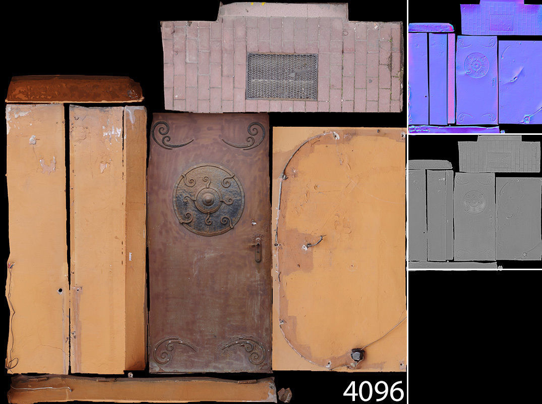 Scanned photorealistic old metal door - mongolian style  Low-poly 3D model_8