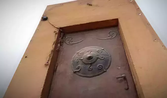 Scanned photorealistic old metal door - mongolian style  Low-poly 3D model