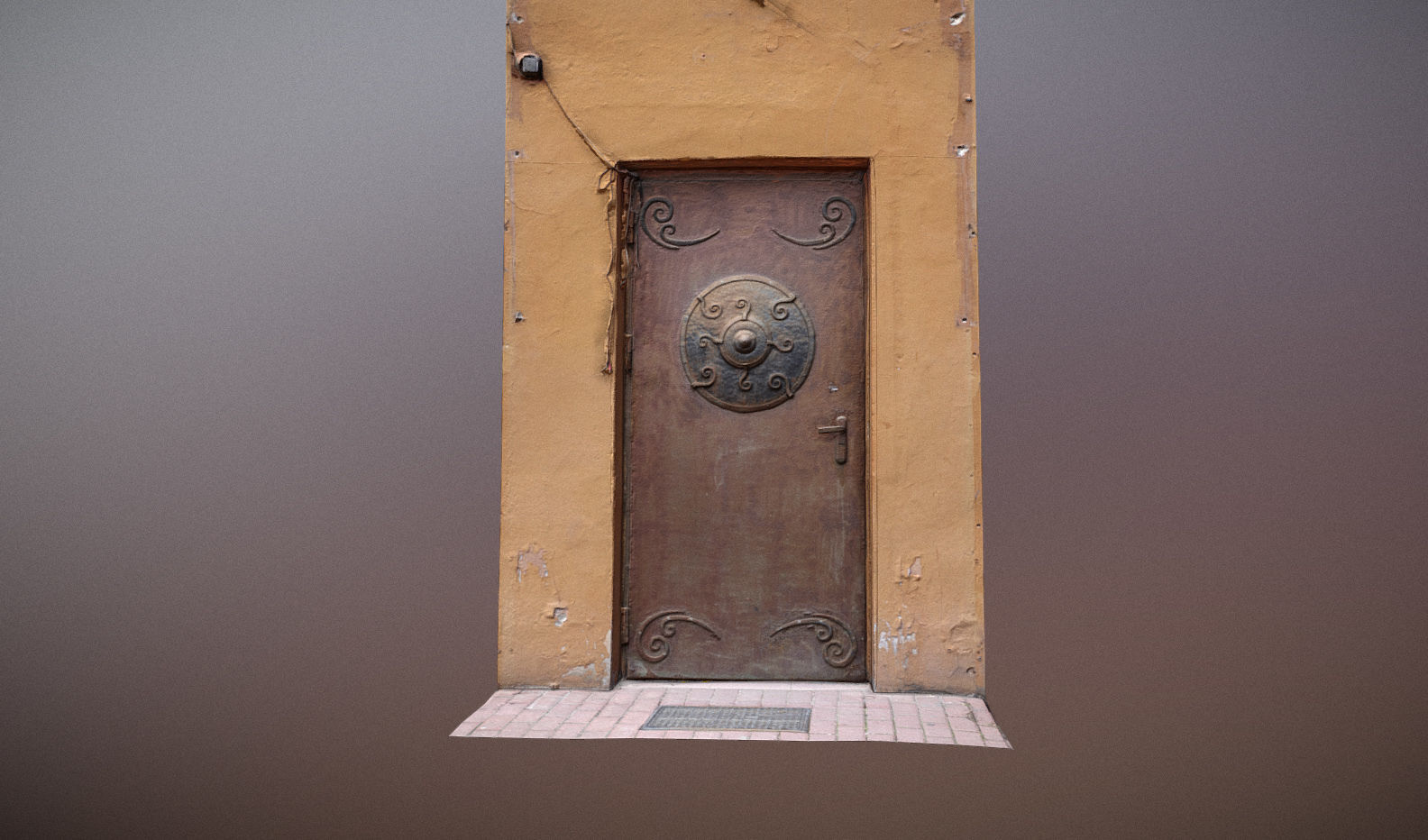 Scanned photorealistic old metal door - mongolian style  Low-poly 3D model_5