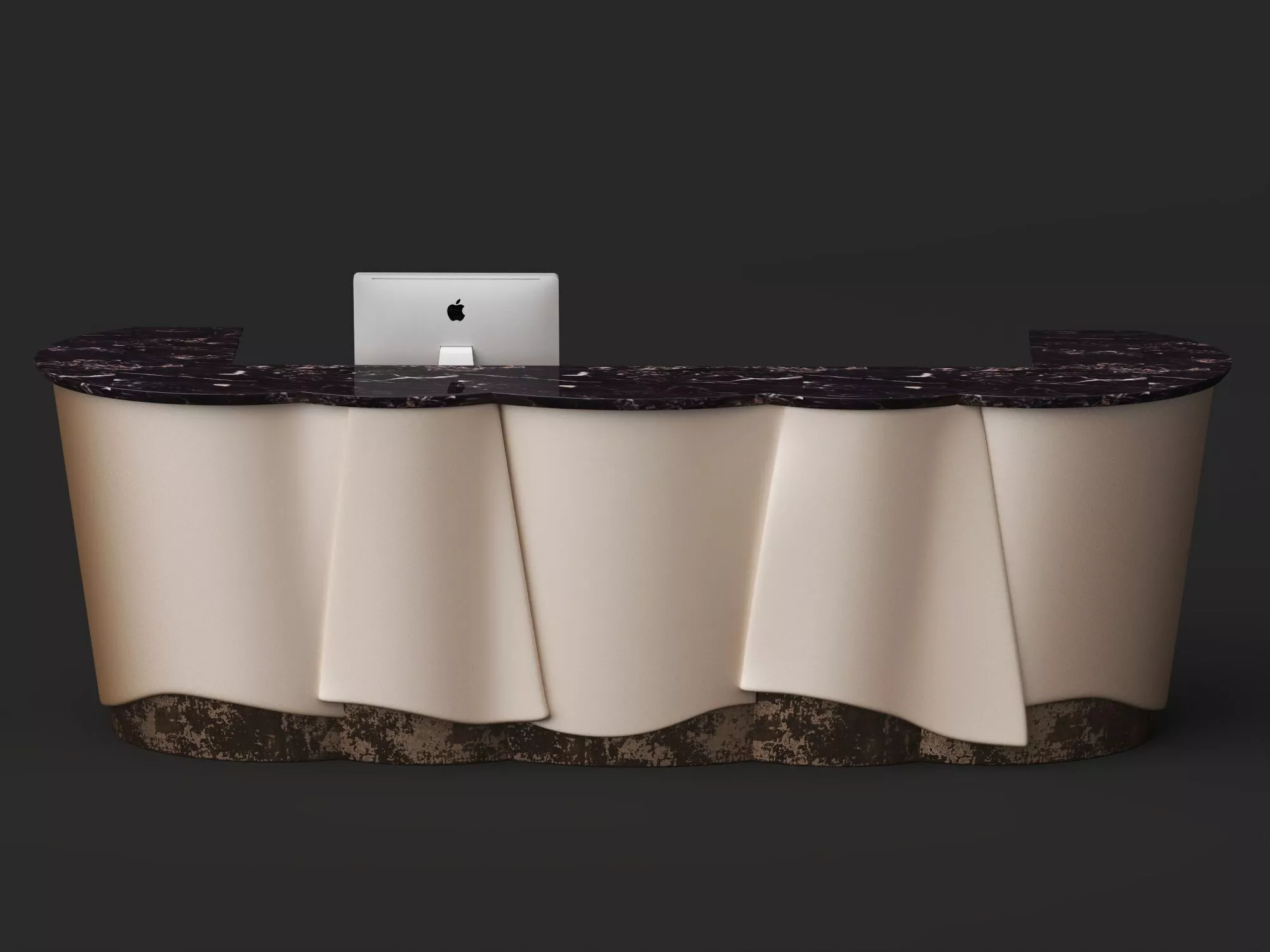 modern luxury curved front desk reception counter 3D model