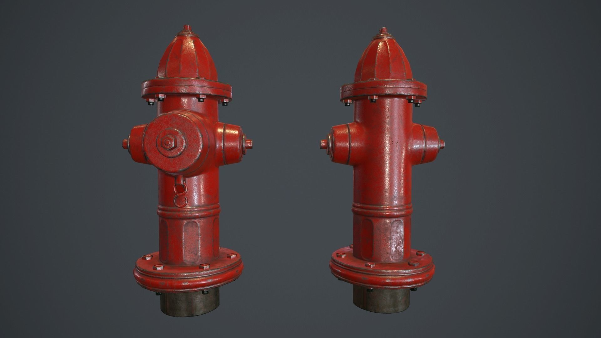 Fire Hydrant PBR Game Ready Low-poly 3D model_1