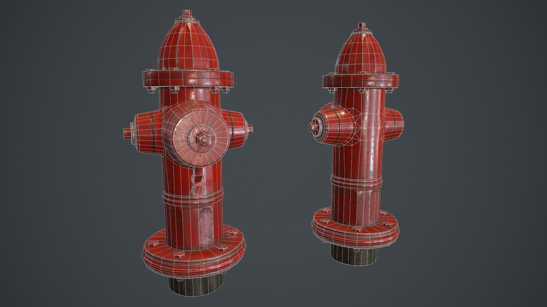 Fire Hydrant PBR Game Ready Low-poly 3D model_14
