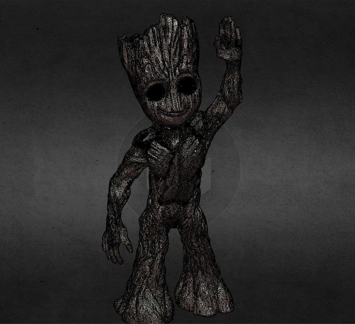 Baby Groot from Guardians of the Galaxy 2 INSPIRITED FIGURE 3D print model_6