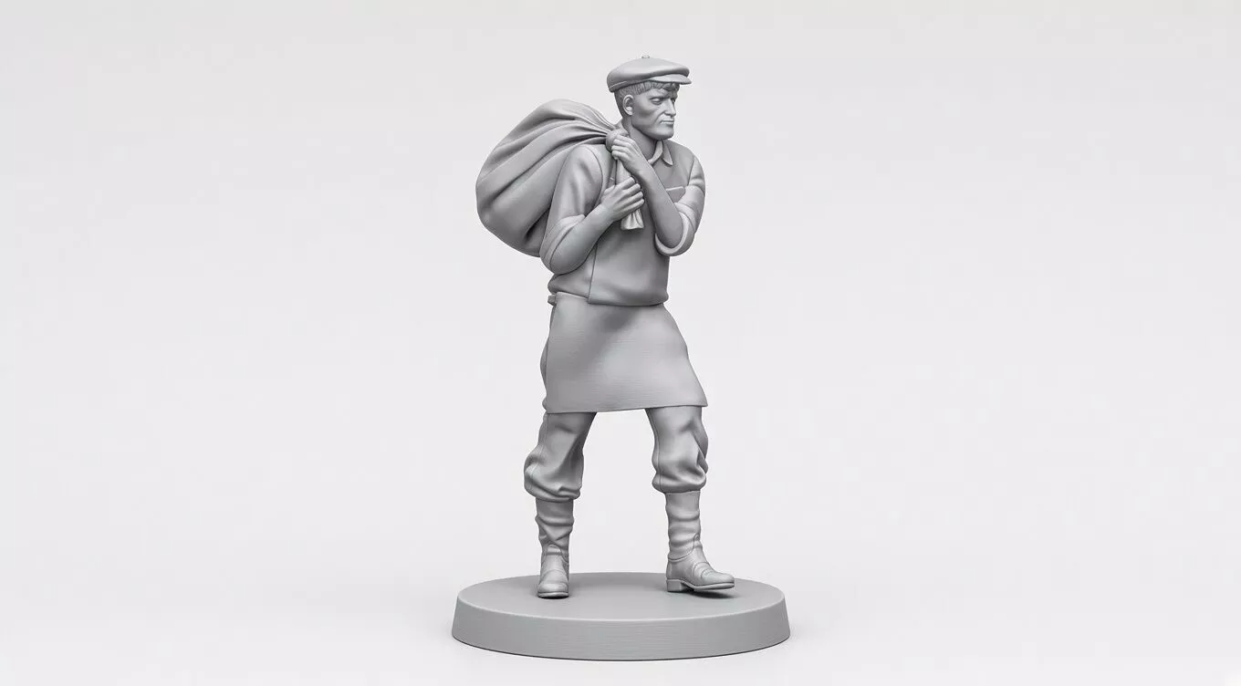 Man Carrying Sack 3D Print STL Model Porter Worker Miniature 3D print model