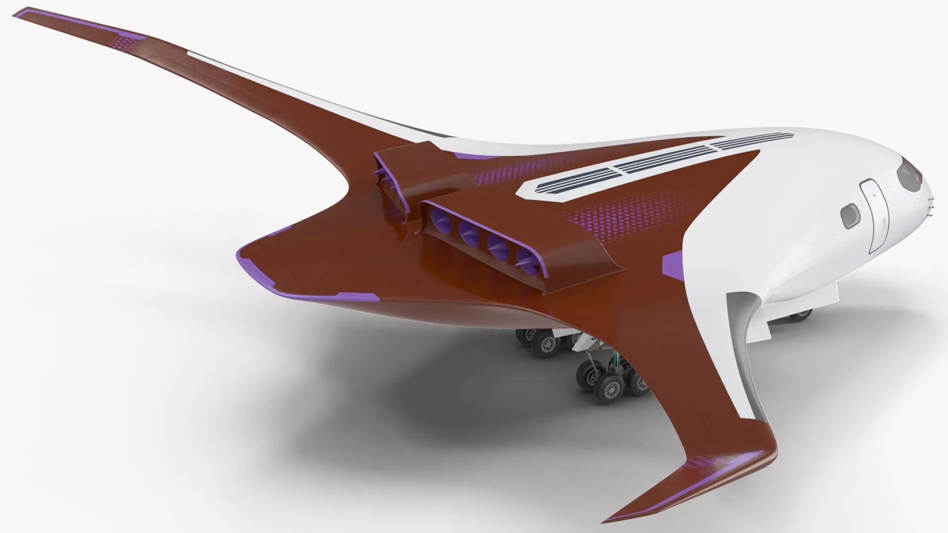Ecological Aircraft Blended-Wing Body Rigged for Cinema 4D 3D model
