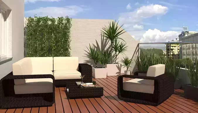 modern terrace 3D model