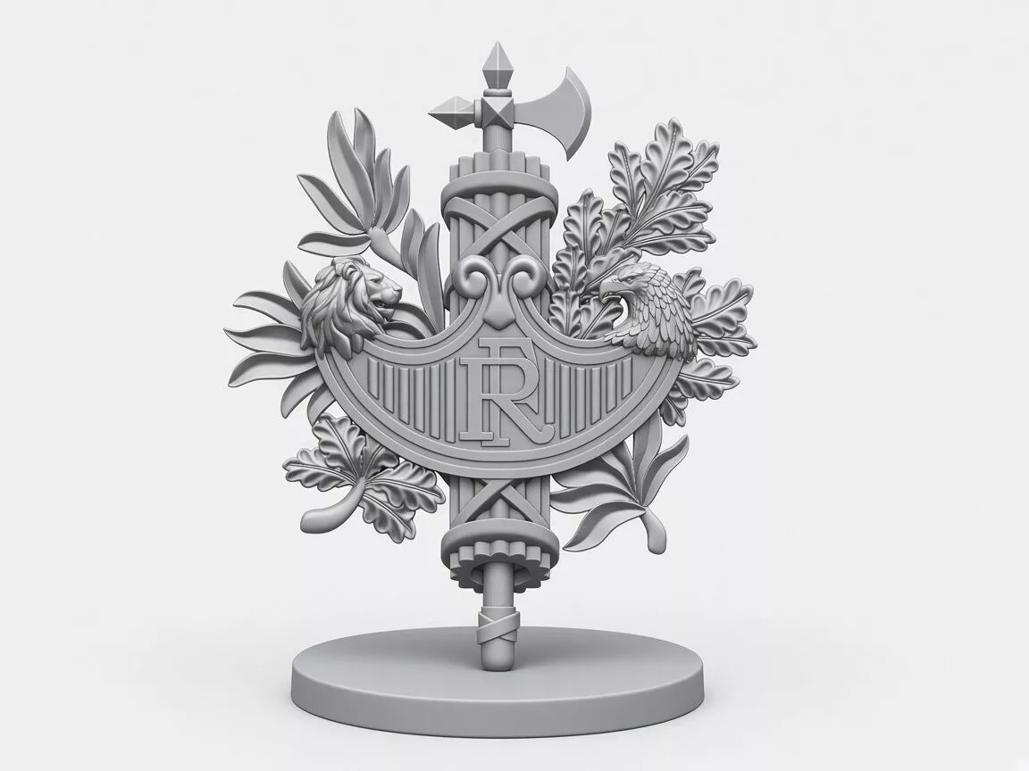 French Republic Emblem 3D Print STL Model Coat of Arms Relief 3D print model