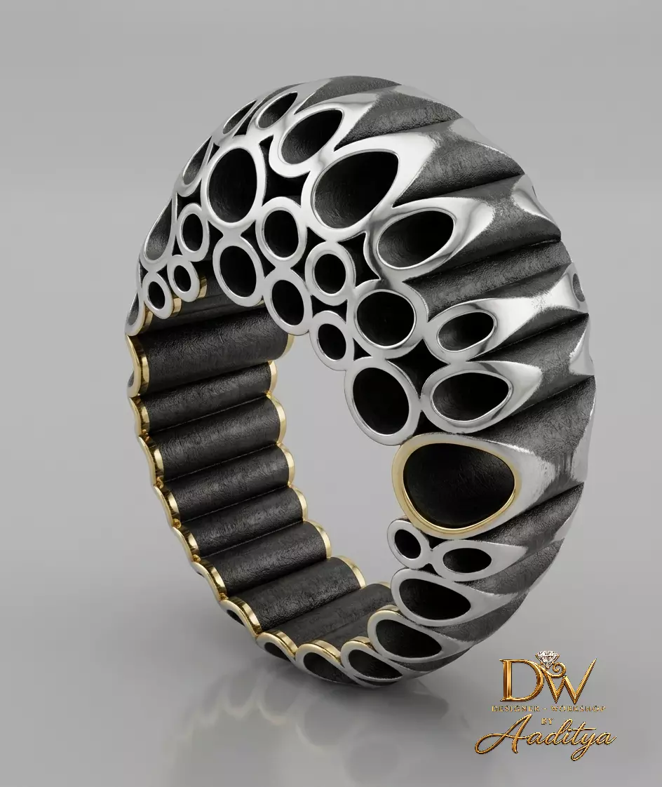 Biomorphic Honeycomb Statement Ring 3D print model