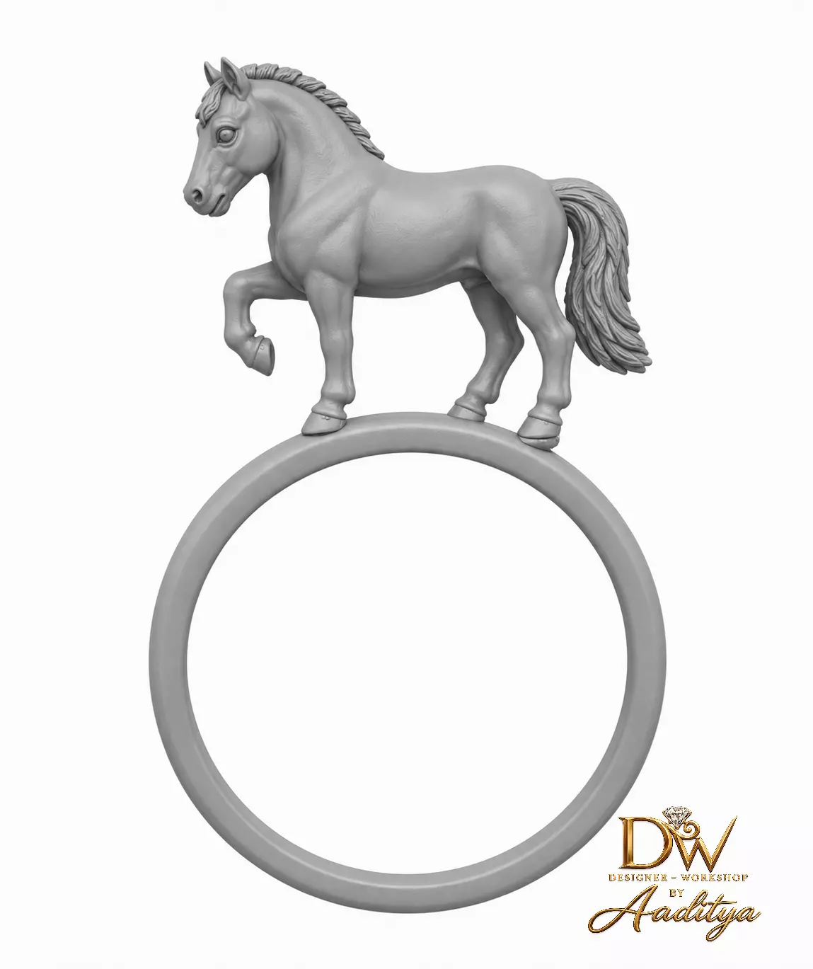 Gold Horse Stallion Ring 3D print model