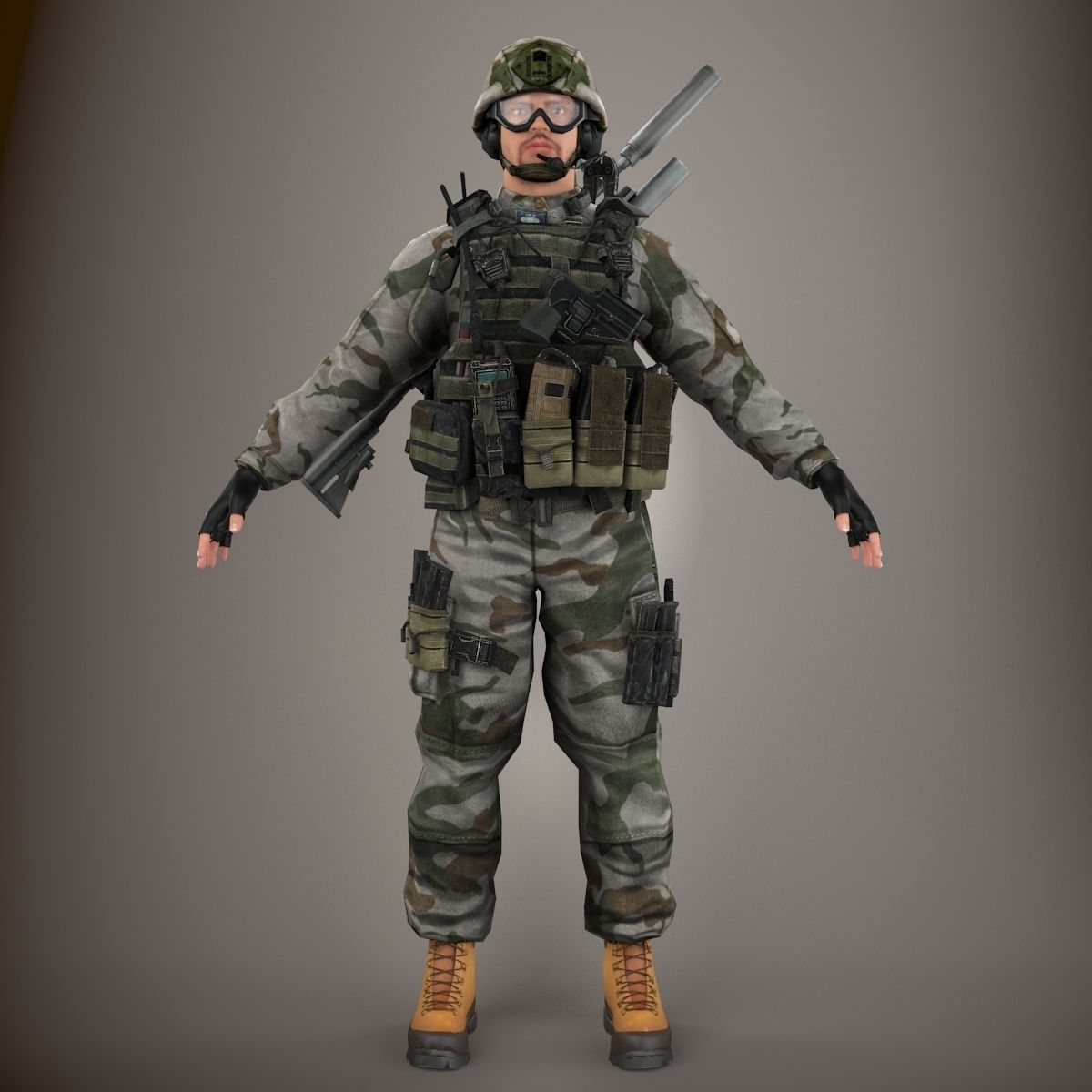 Soldier Lite V1 Rigged 3D model_8