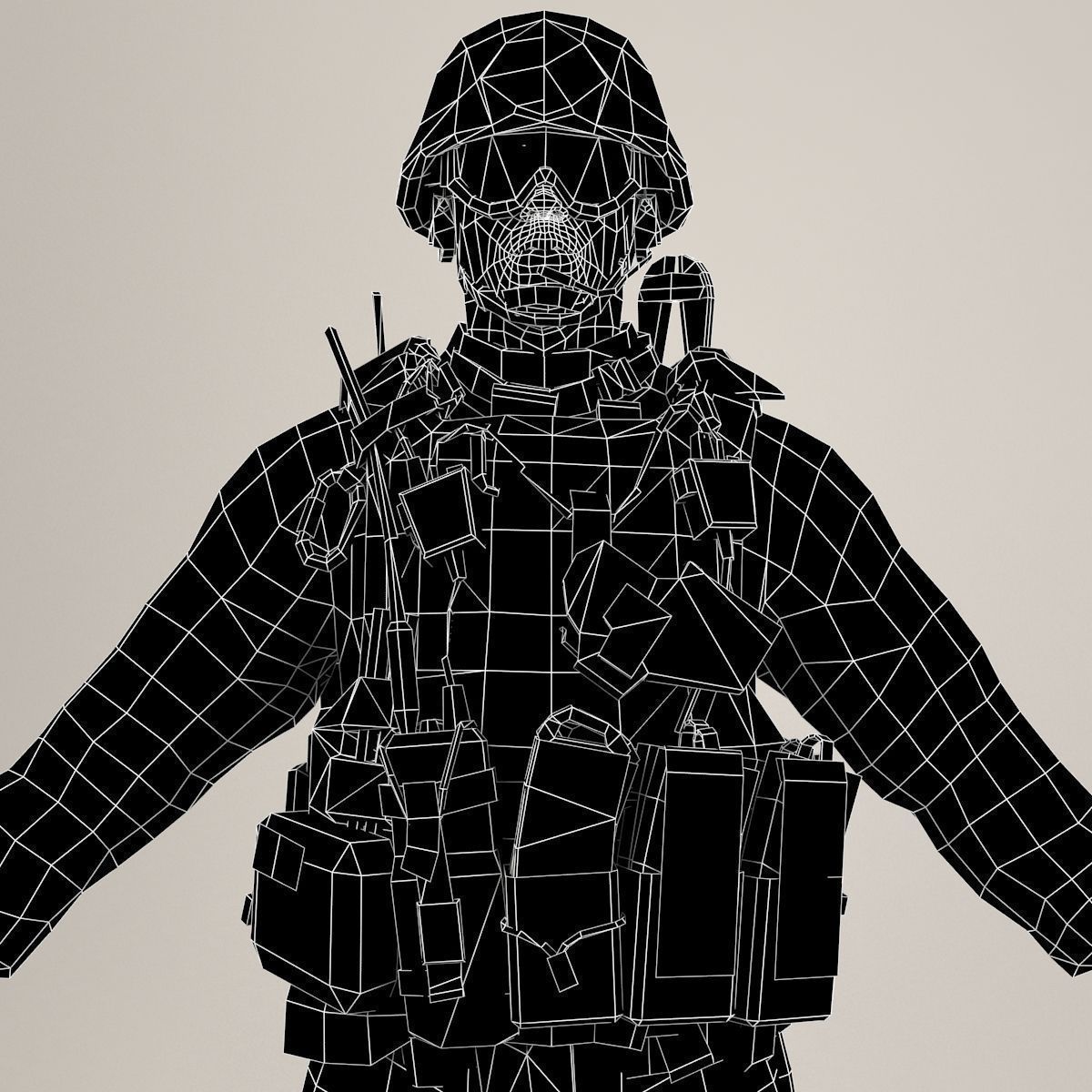 Soldier Lite V1 Rigged 3D model_11