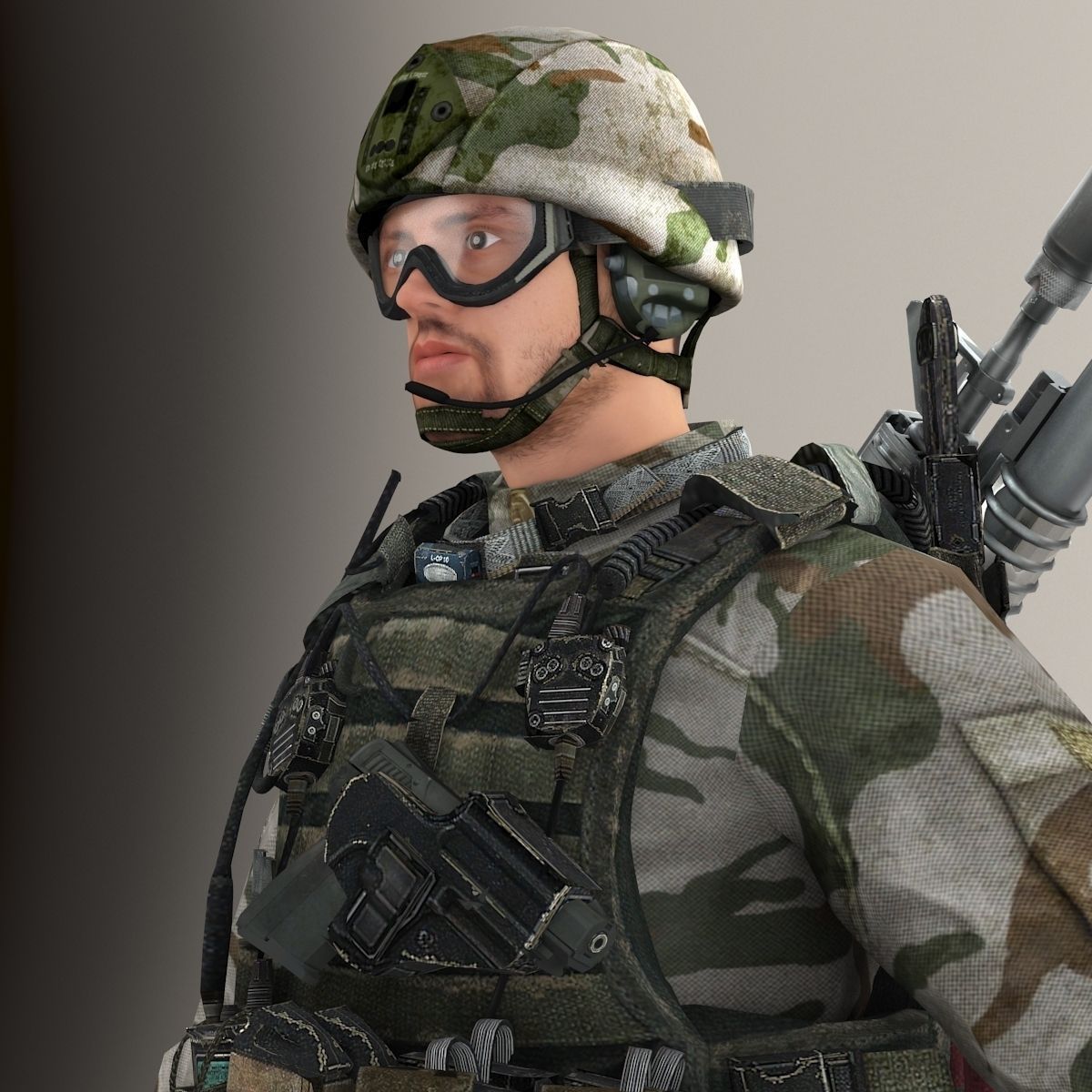 Soldier Lite V1 Rigged 3D model_4