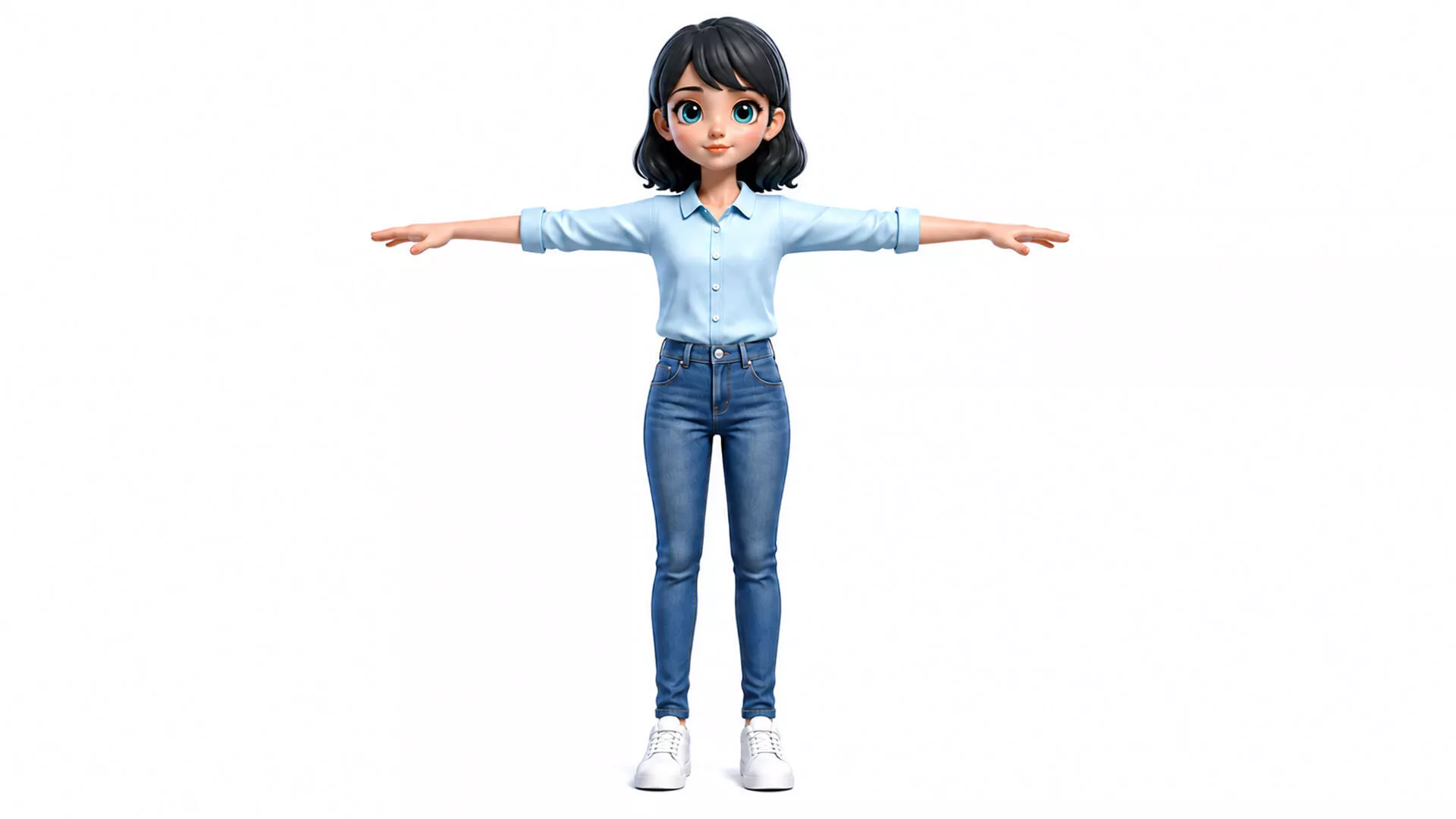 Stylized Female Character Rigged Animated Game Ready Low-poly 3D model