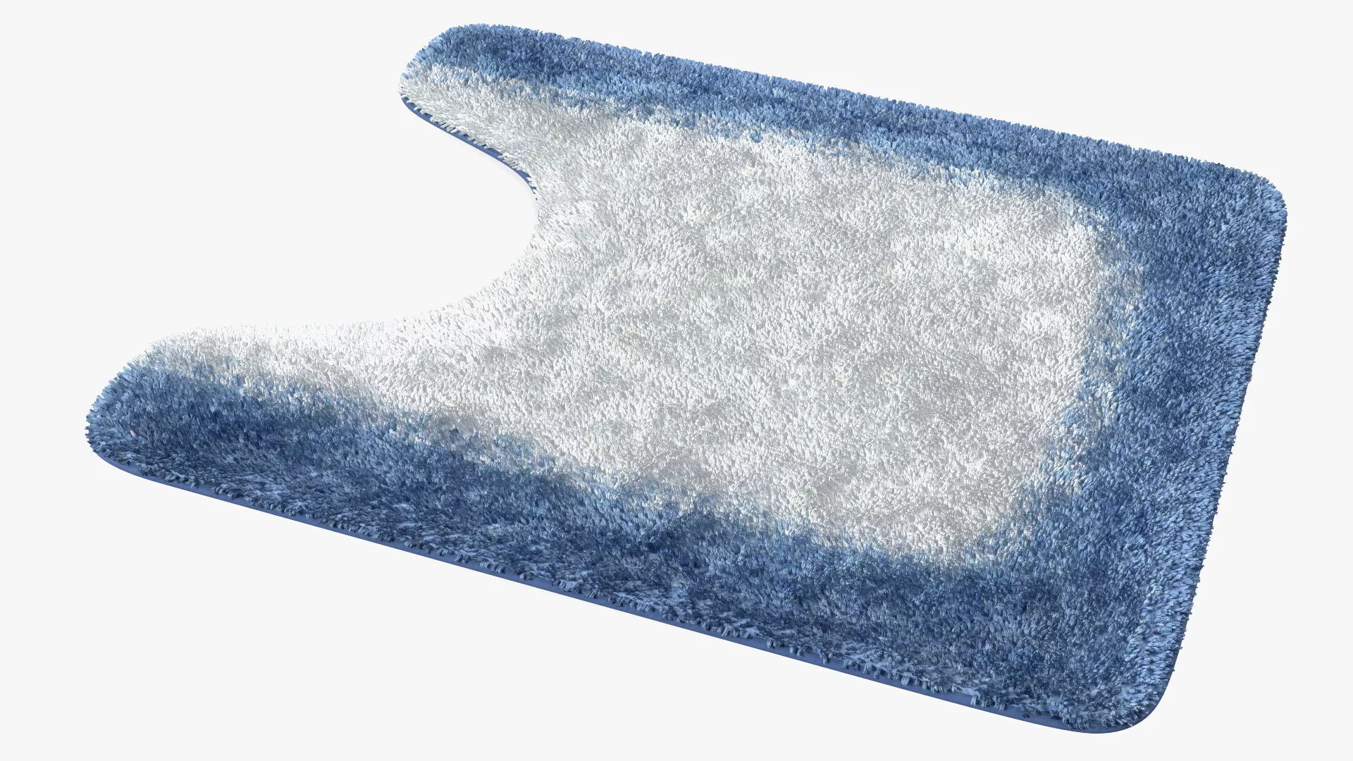 Blue Bathroom Contour Rug Fur 3D model