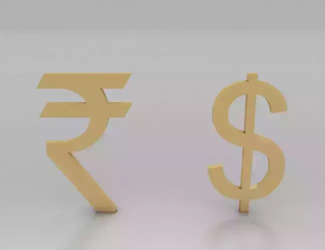 Rupee and Dollar Symbols 3D model