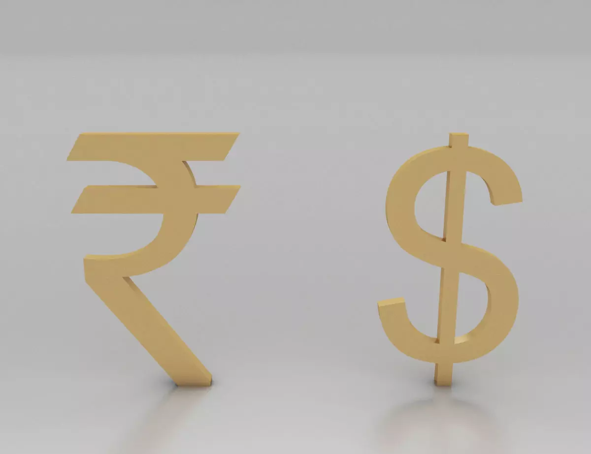 Rupee and Dollar Symbols 3D model