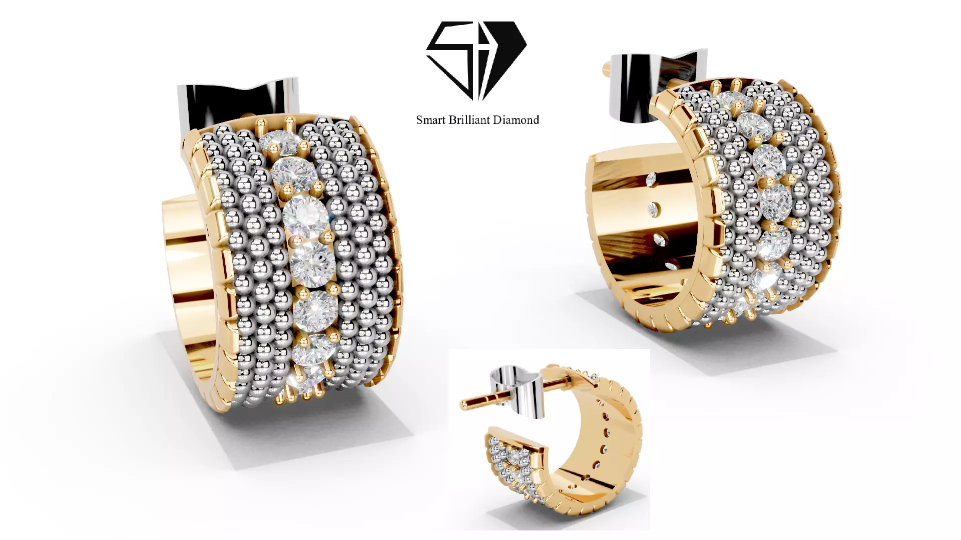 Luxury Womens Gold Hoop Earrings Fine Jewelry 3D Model je0223 3D print model