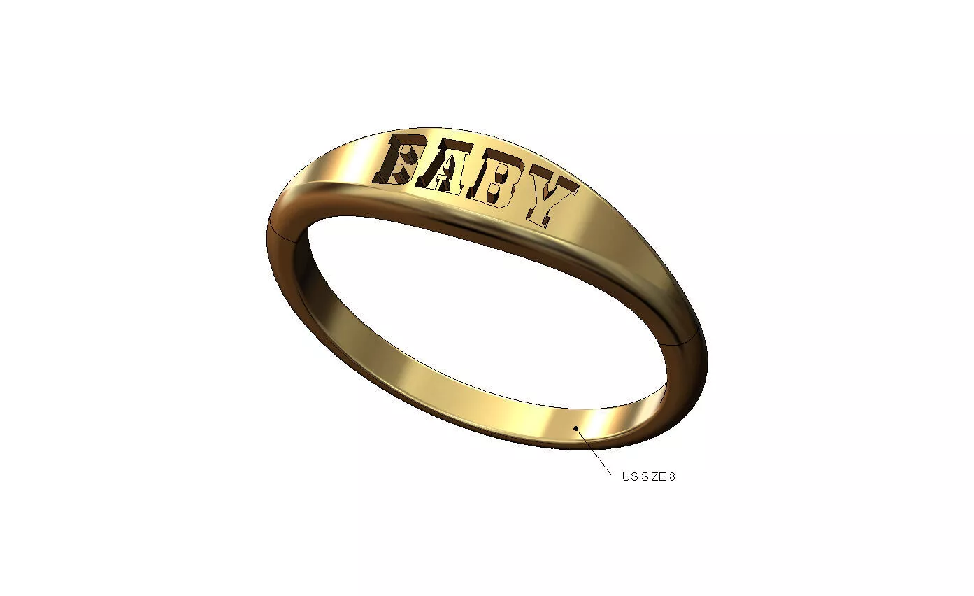 Baby engraving signet ring US size 8 US size 8 3D print model