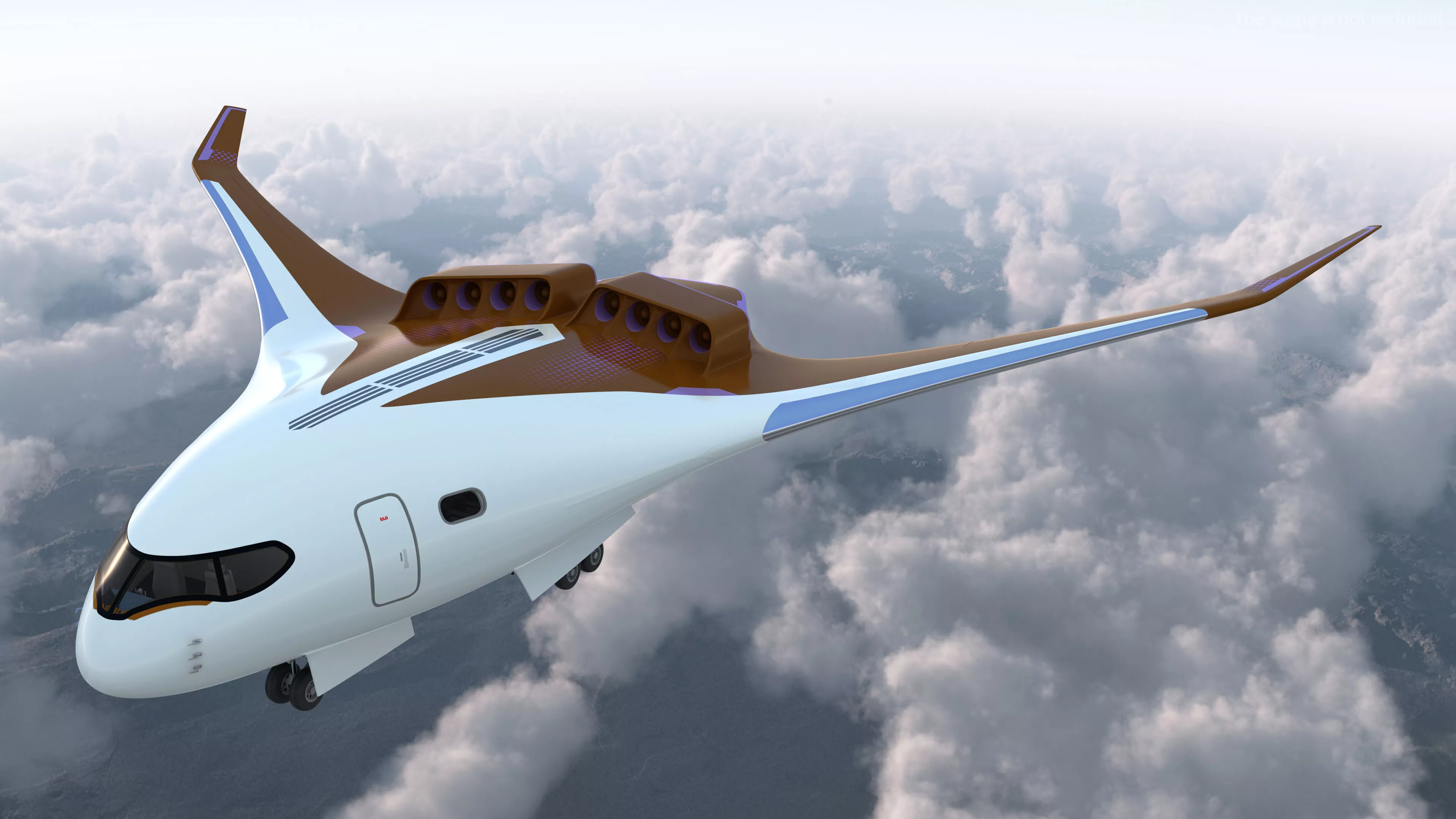 Ecological Aircraft Blended-Wing Body Rigged for Maya 3D model
