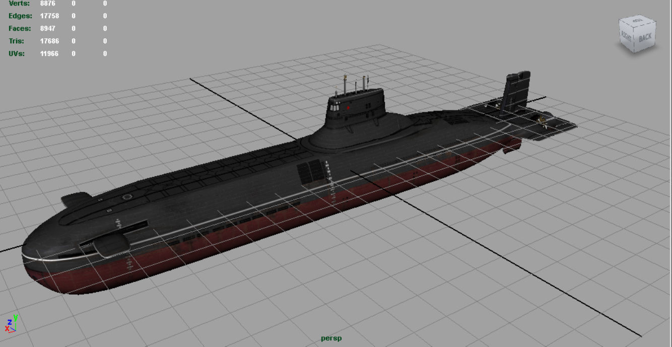 Submarine Typhoon-class Low-poly 3D model_4