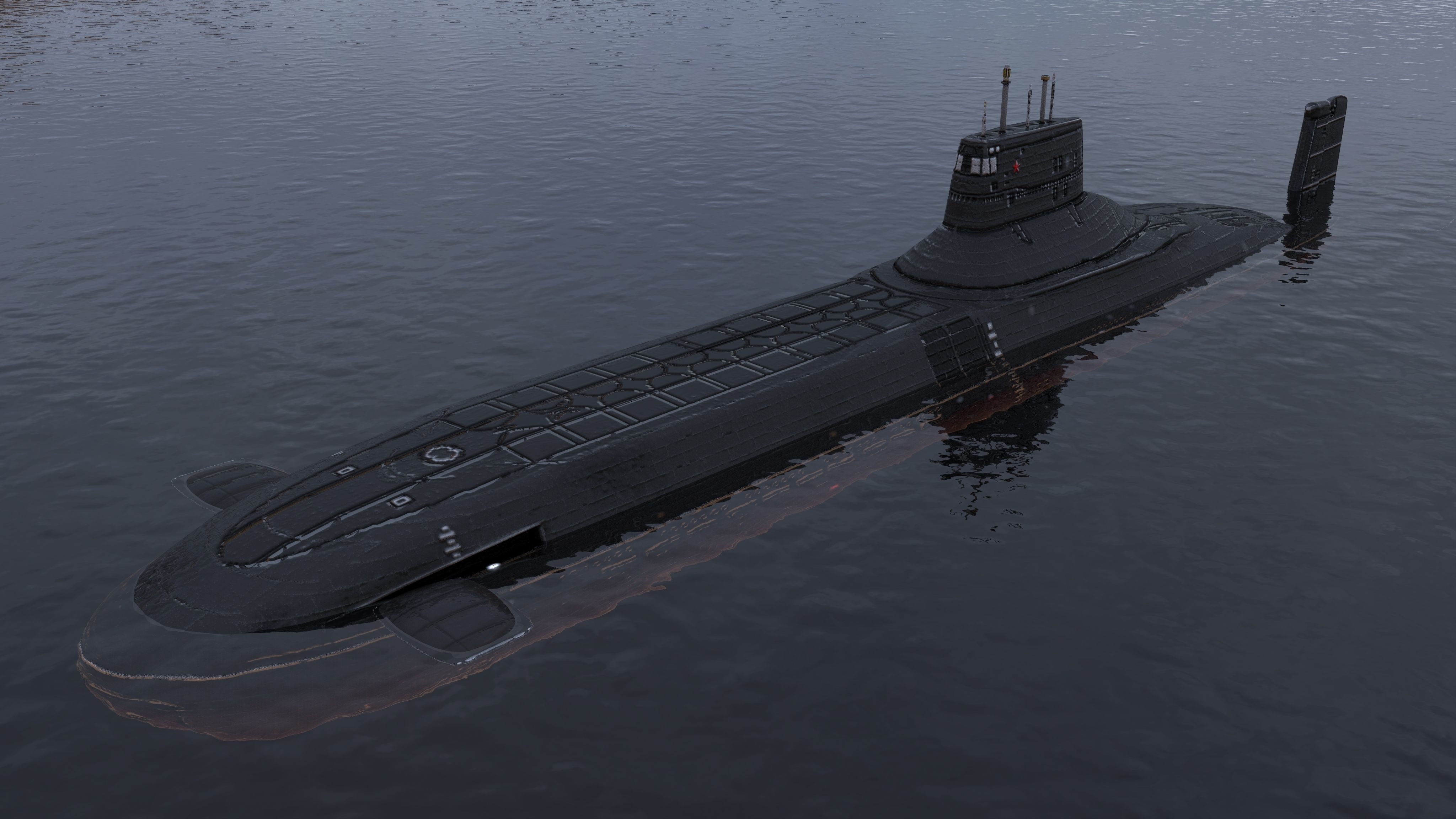 Submarine Typhoon-class Low-poly 3D model_18
