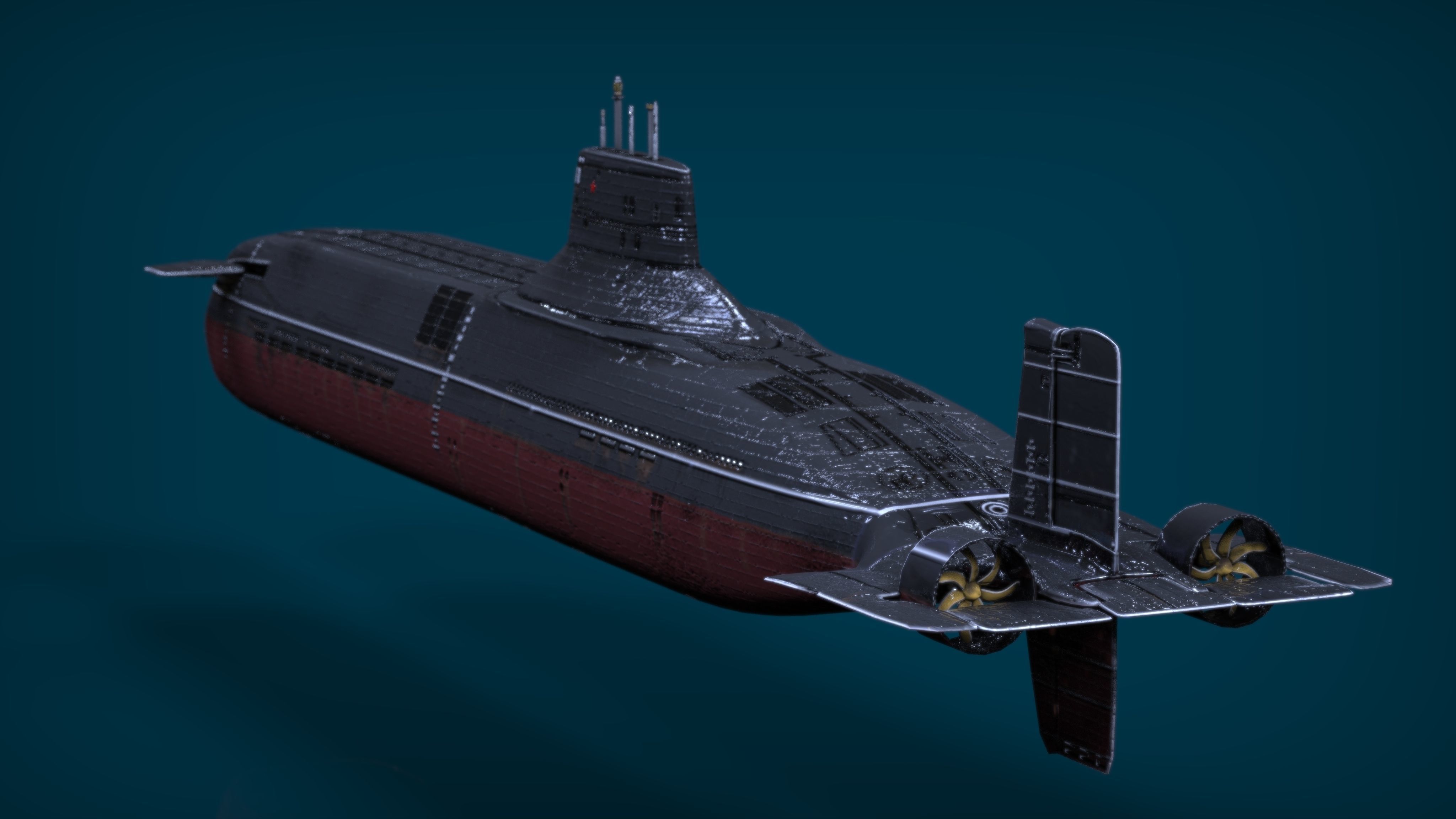 Submarine Typhoon-class Low-poly 3D model_16