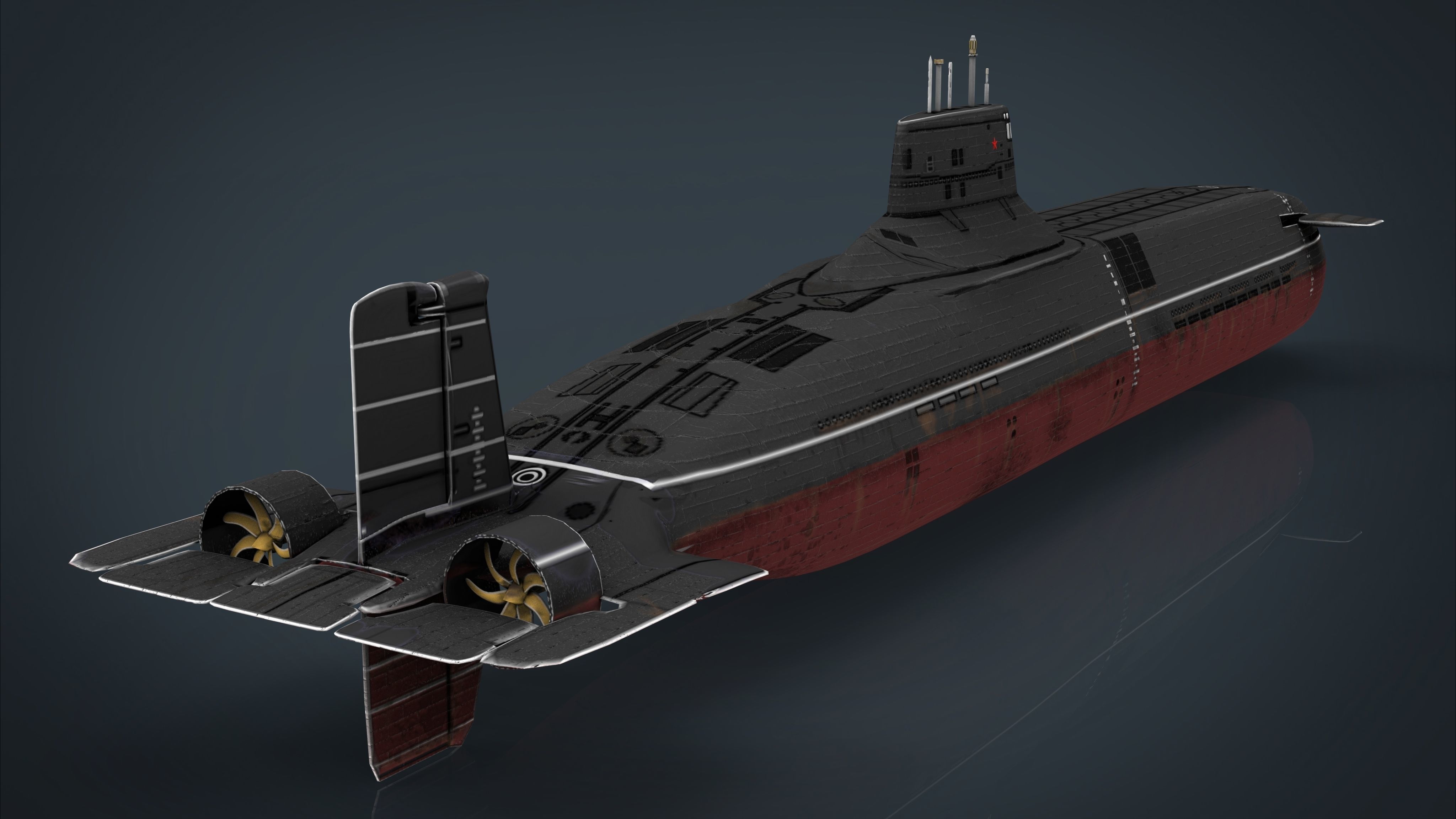Submarine Typhoon-class Low-poly 3D model_12
