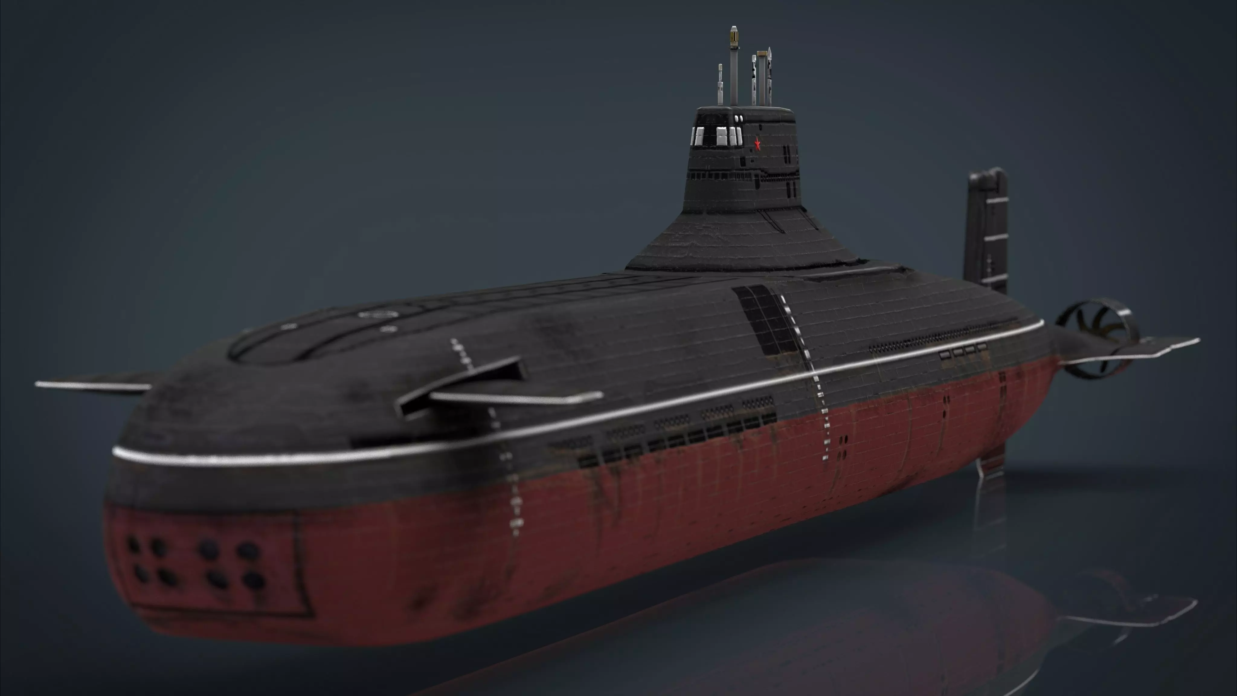 Submarine Typhoon-class Low-poly 3D model_0