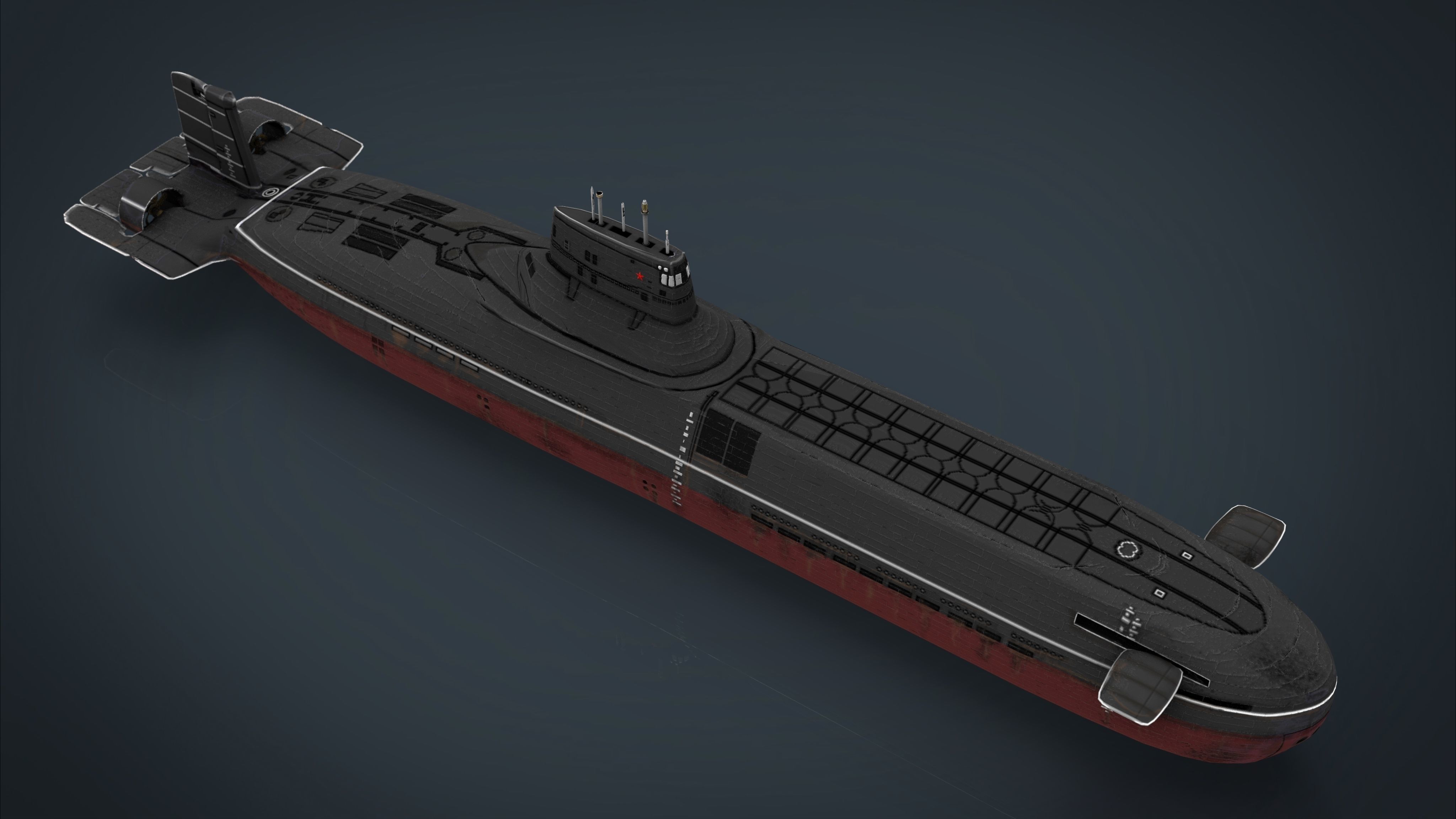 Submarine Typhoon-class Low-poly 3D model_11