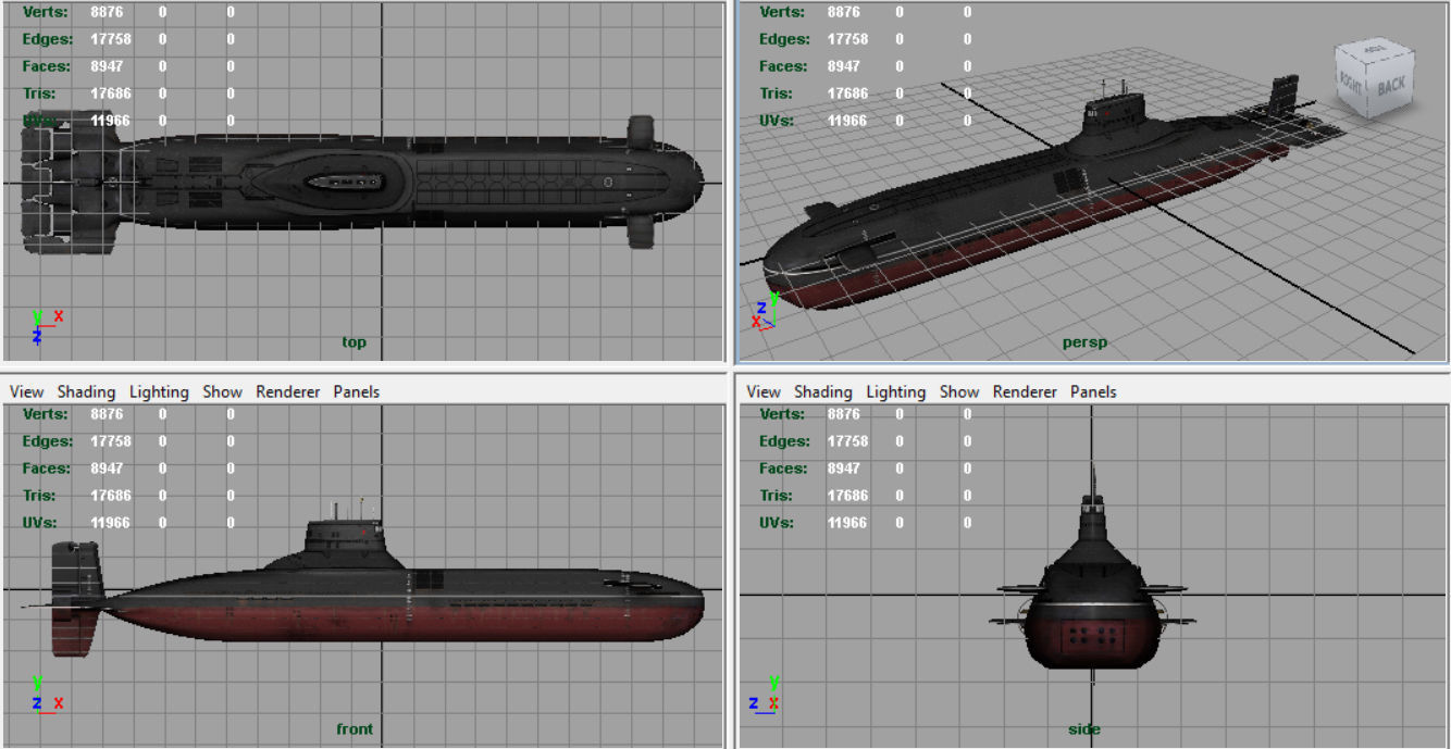 Submarine Typhoon-class Low-poly 3D model_7