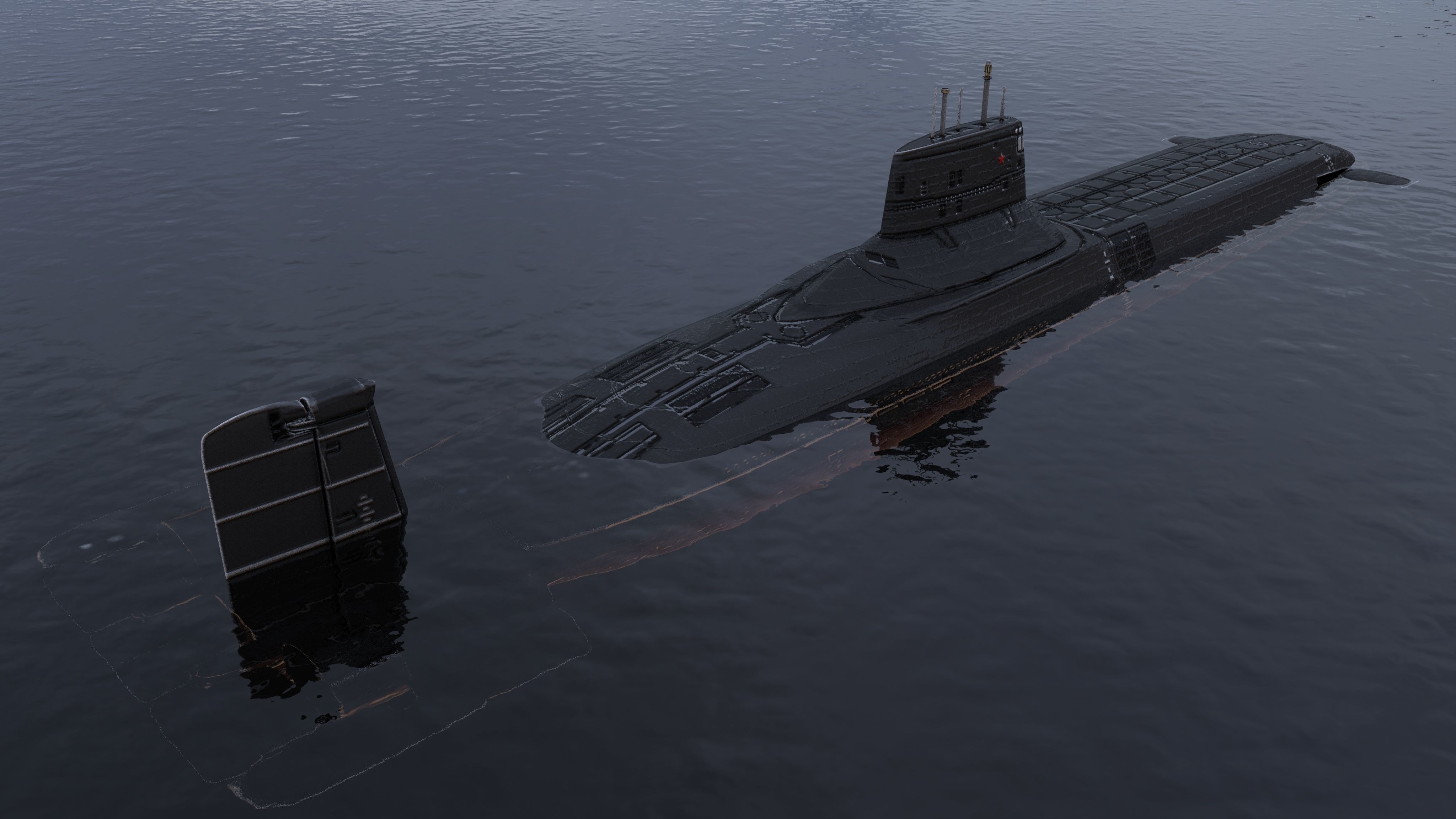 Submarine Typhoon-class Low-poly 3D model_17