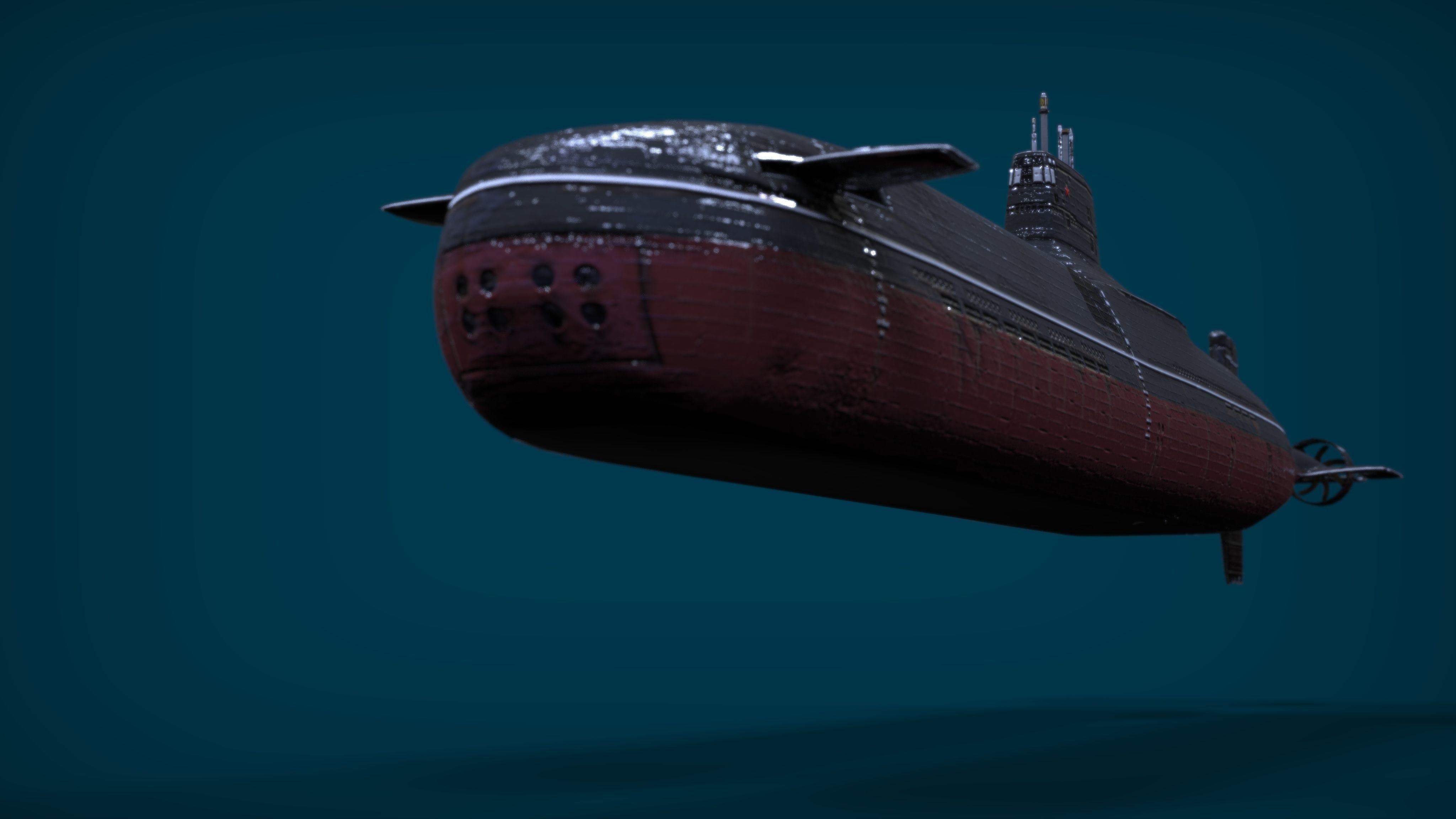 Submarine Typhoon-class Low-poly 3D model_15