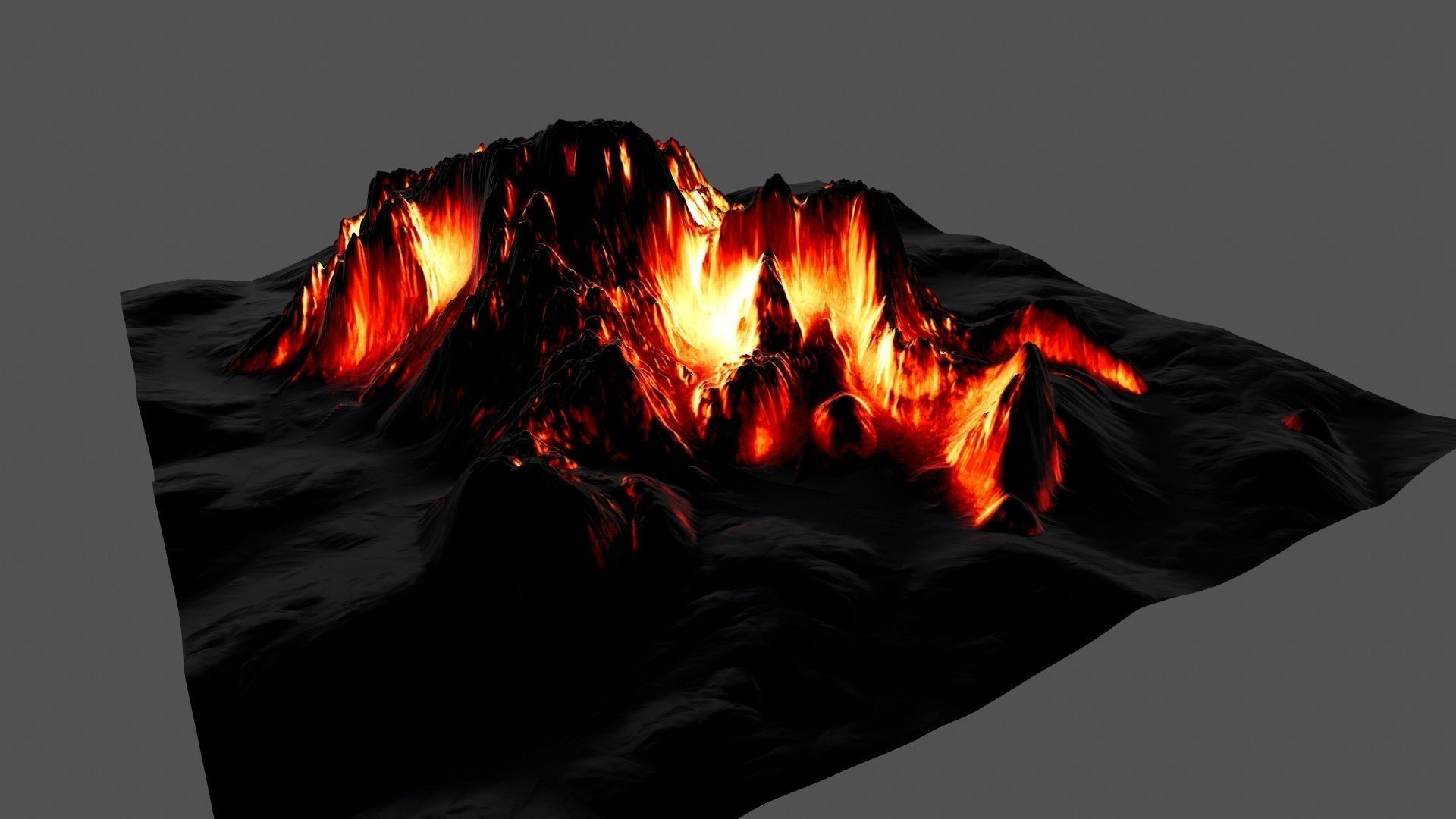 Volcano with flames Low-poly 3D model_5