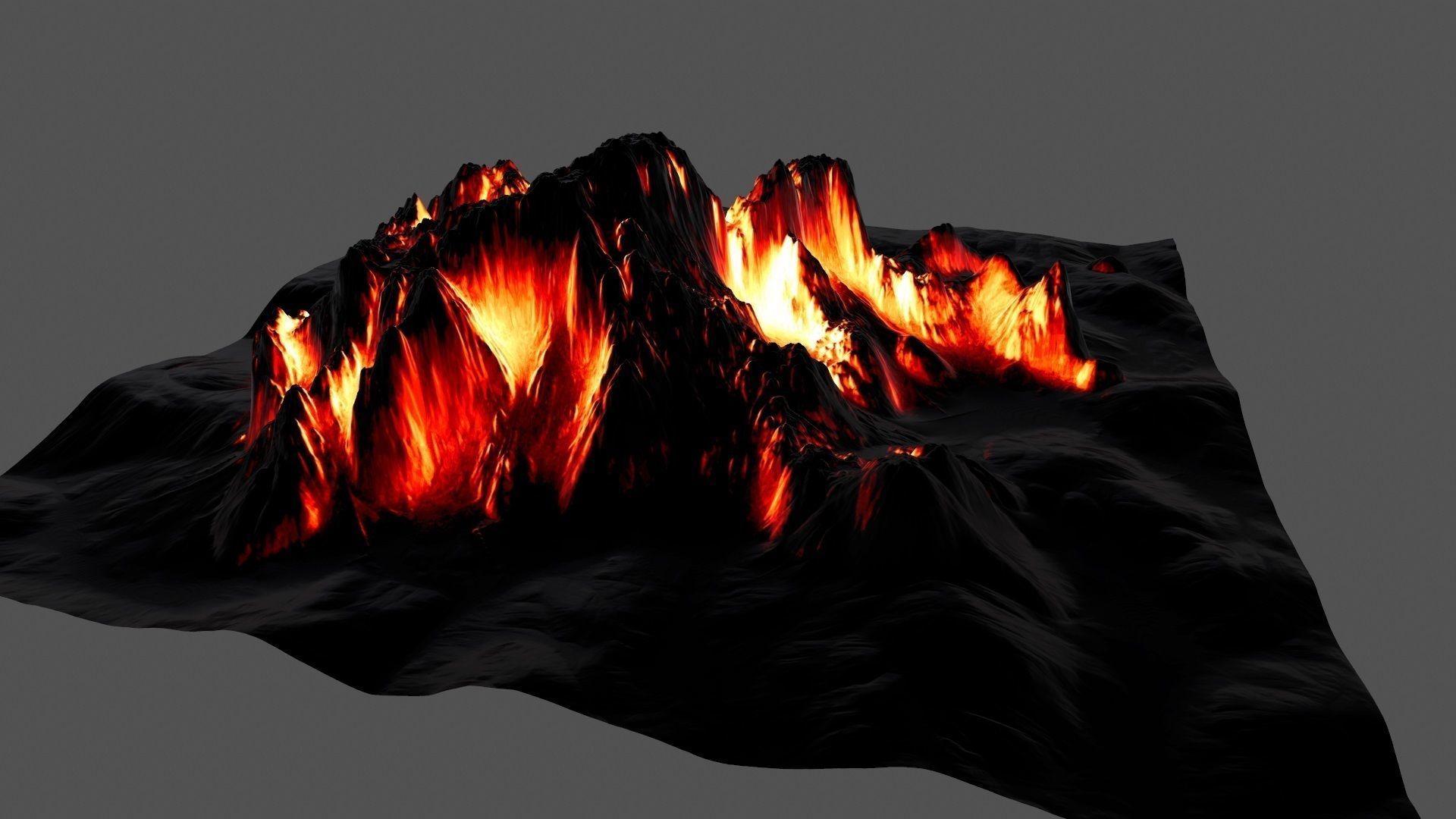Volcano with flames Low-poly 3D model_9