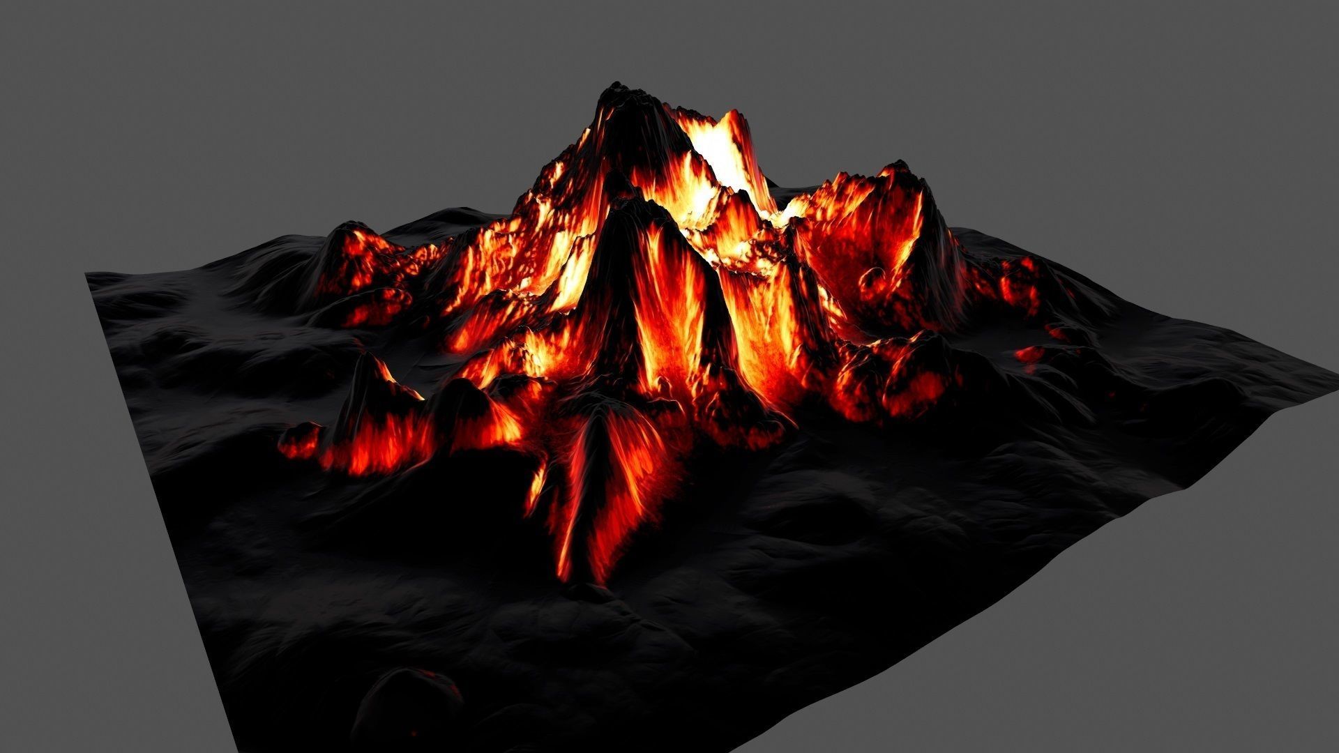 Volcano with flames Low-poly 3D model_4