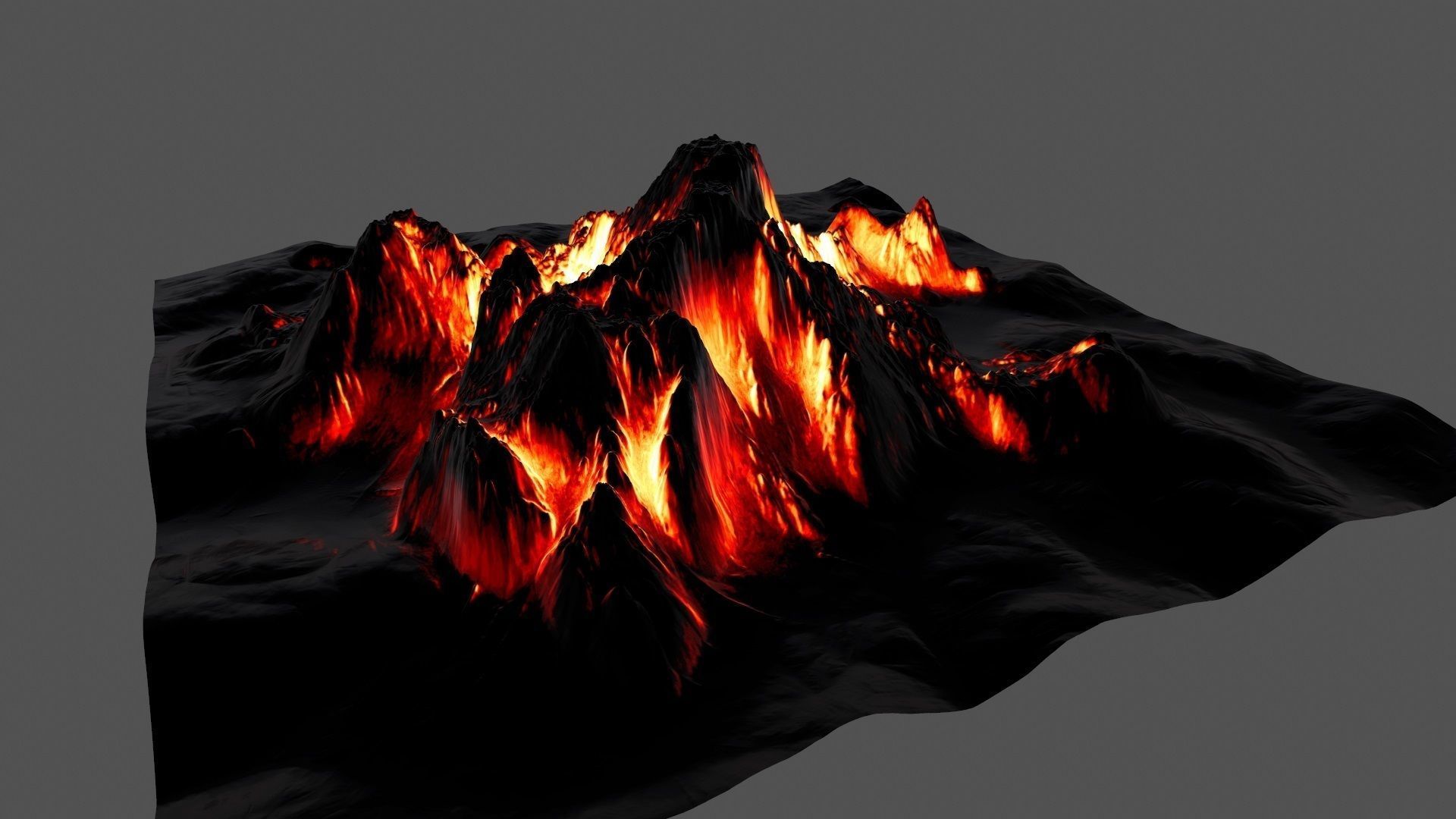 Volcano with flames Low-poly 3D model_6