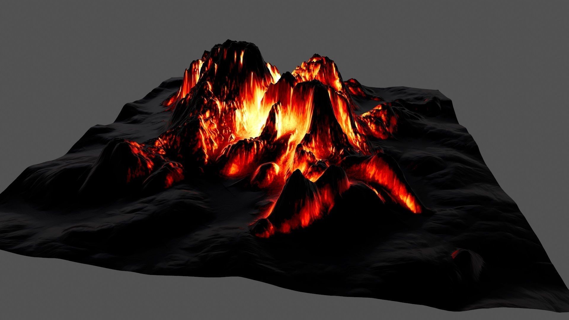 Volcano with flames Low-poly 3D model_7